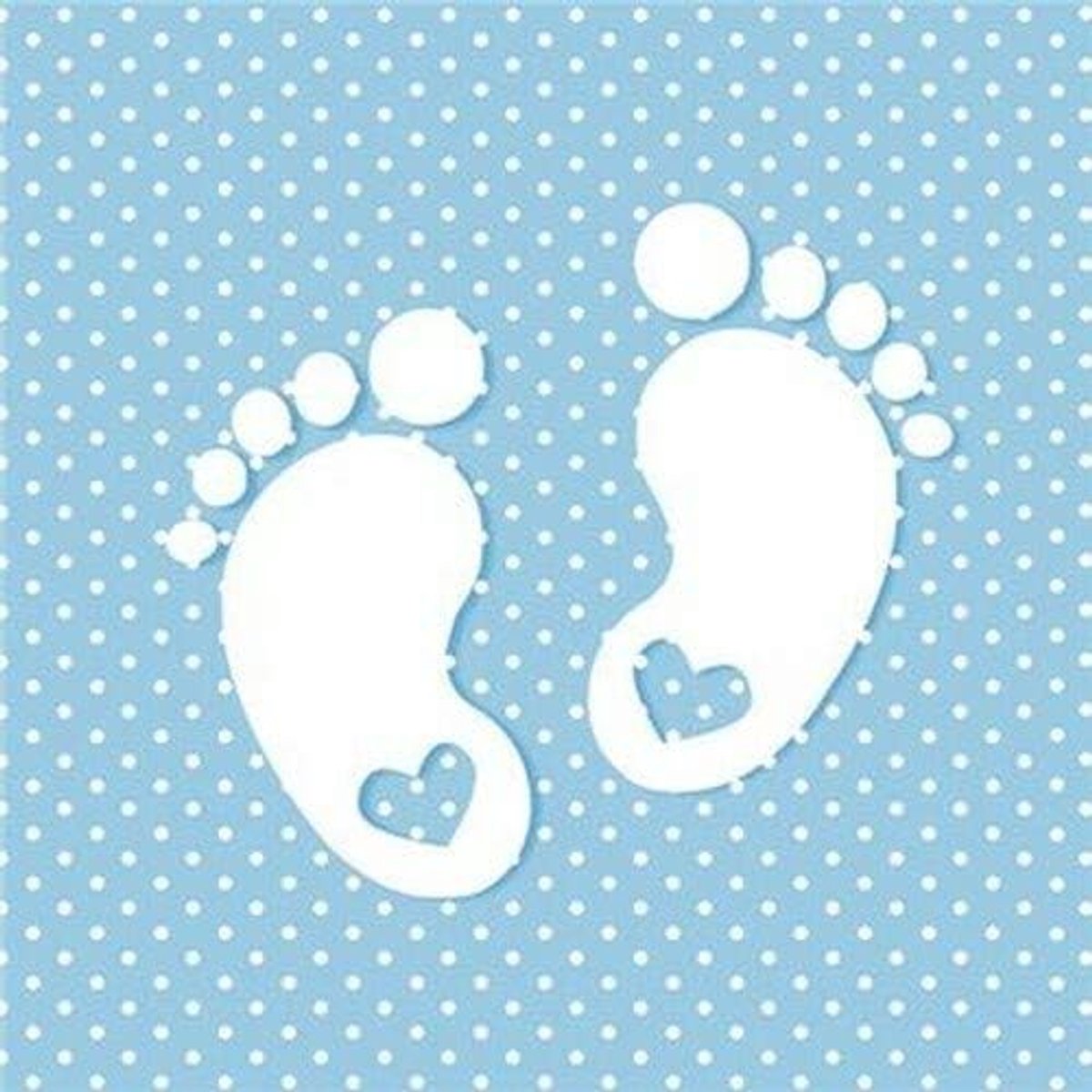 Servietten 20 stuks - Kleine voetafdrukken op blauw - 3-laags papier - Perfect voor babyparty - ShopVlot