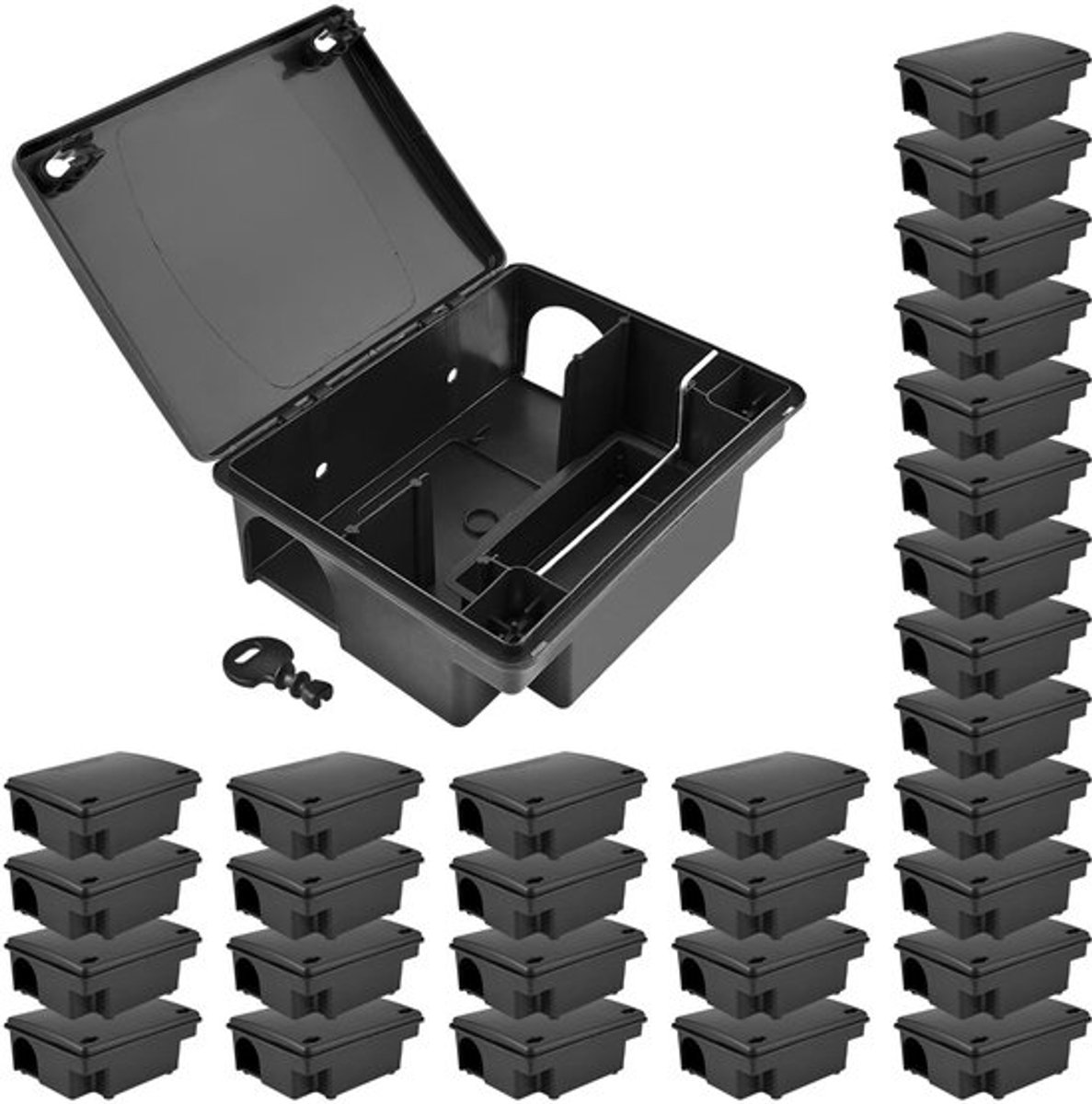 Lokdoos Effectieve Multi-Box - Lokdoos Muizen - Lokdoos Ratten - Robuuste Kunststof - Aantal: 30 - Knaagdierenlokdoos