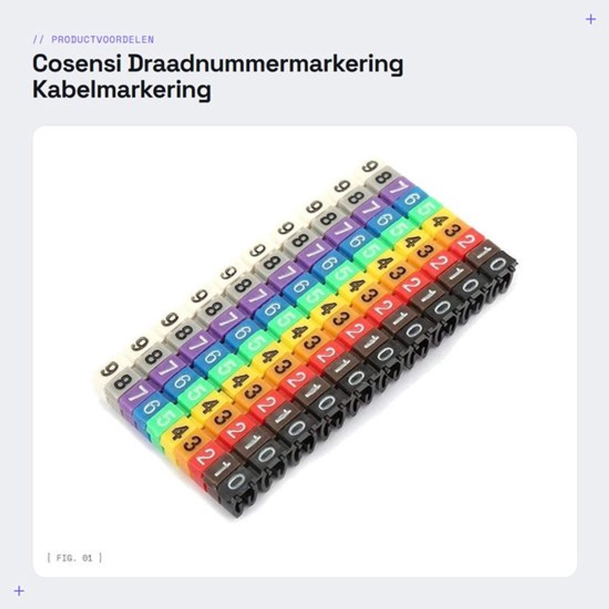 Draadnummermarkering - Kabelmarkering - 100 Stuks - 2.5mm² - Kleurrijk - Clip-on-ontwerp - Geschikt voor kabels - Kabelmarkeringsbuis