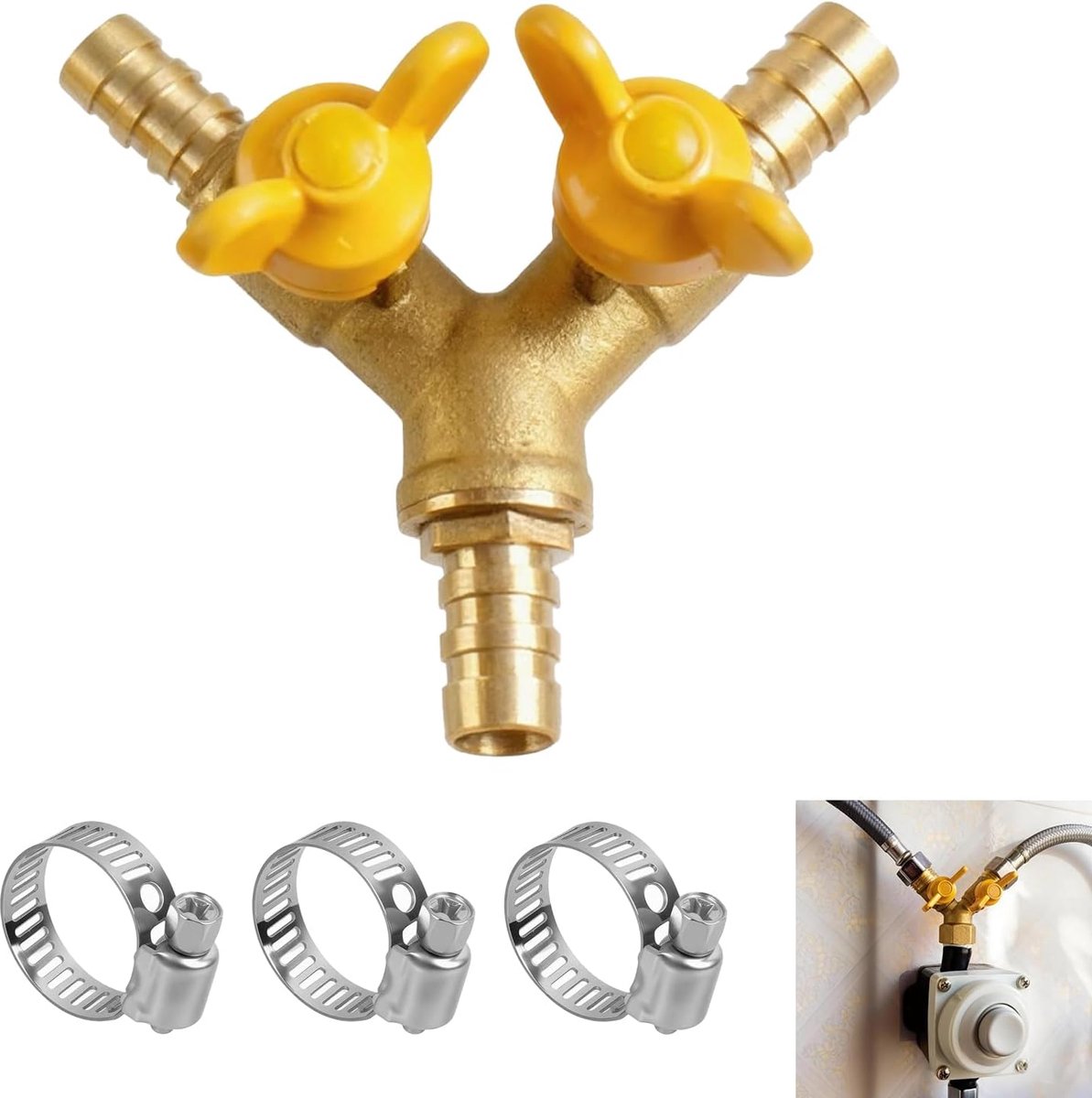 2-weg kogelklep 10 mm - Y-distributeur - messing, corrosiebestendig - efficiënt waterbeheer - ShopVlot