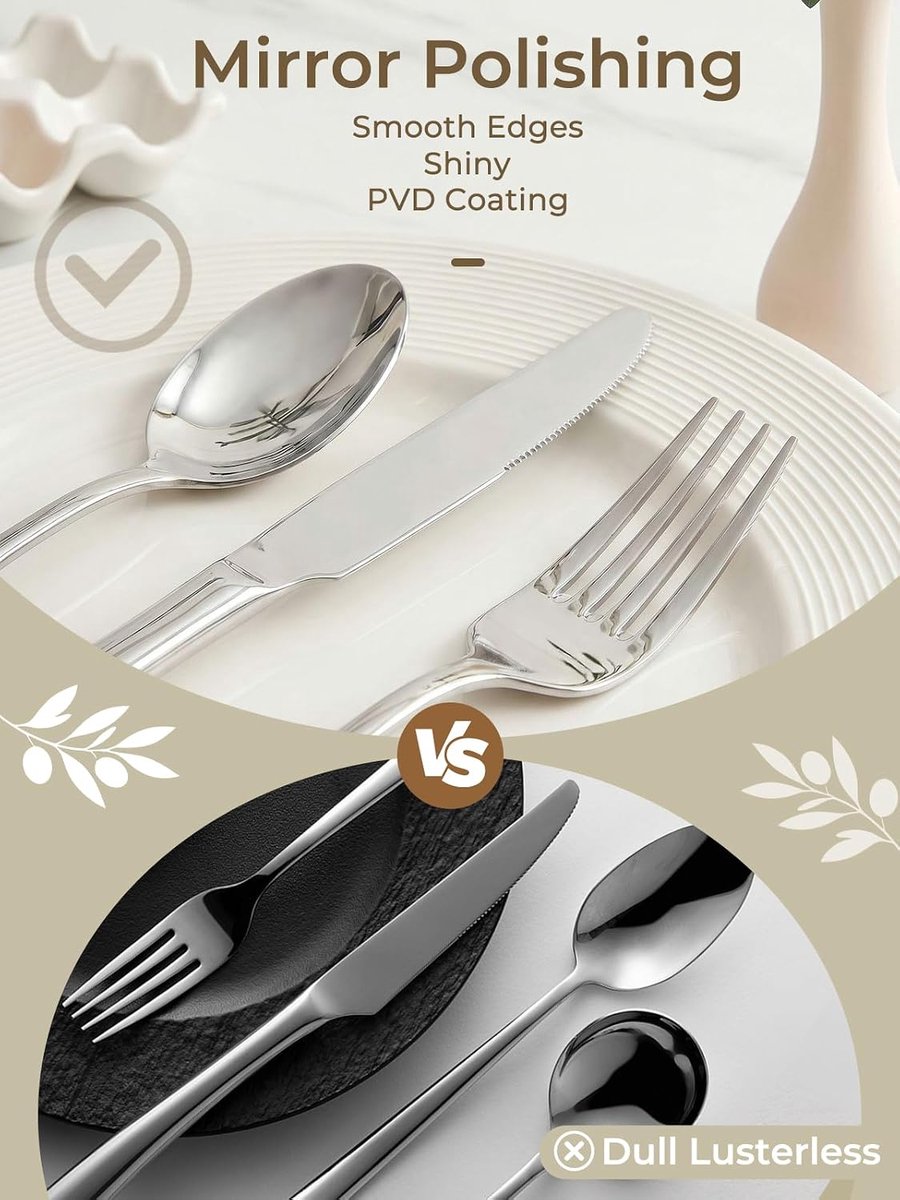 Bestekset voor 8 Personen - 48-delige RVS Set - Inclusief Steakmessen - Perfect voor Diners - ShopVlot
