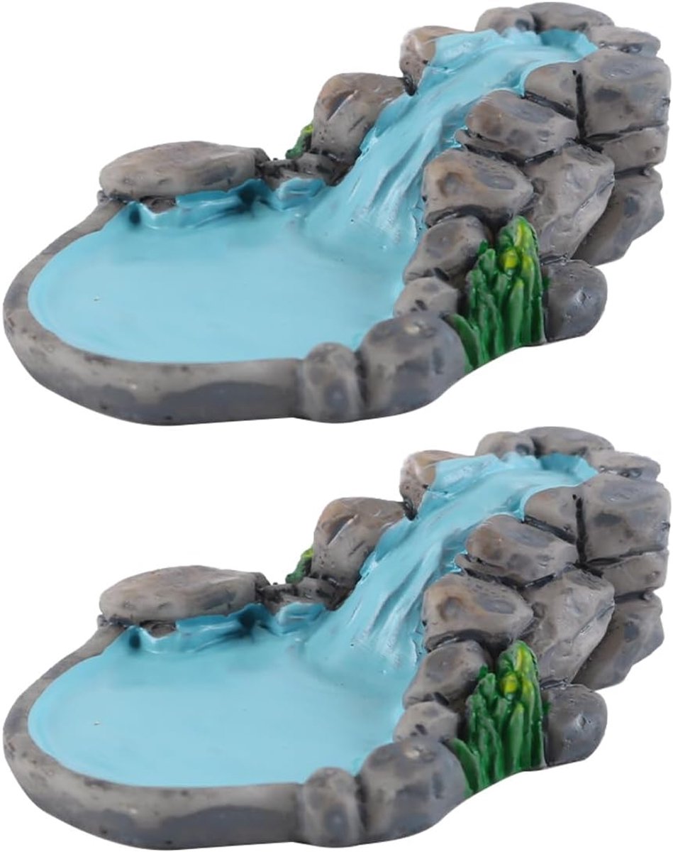 Miniatuurddecoratie vijver - 2 stuks - blauwe kleuren - voor tuin en feestdecoratie - ShopVlot
