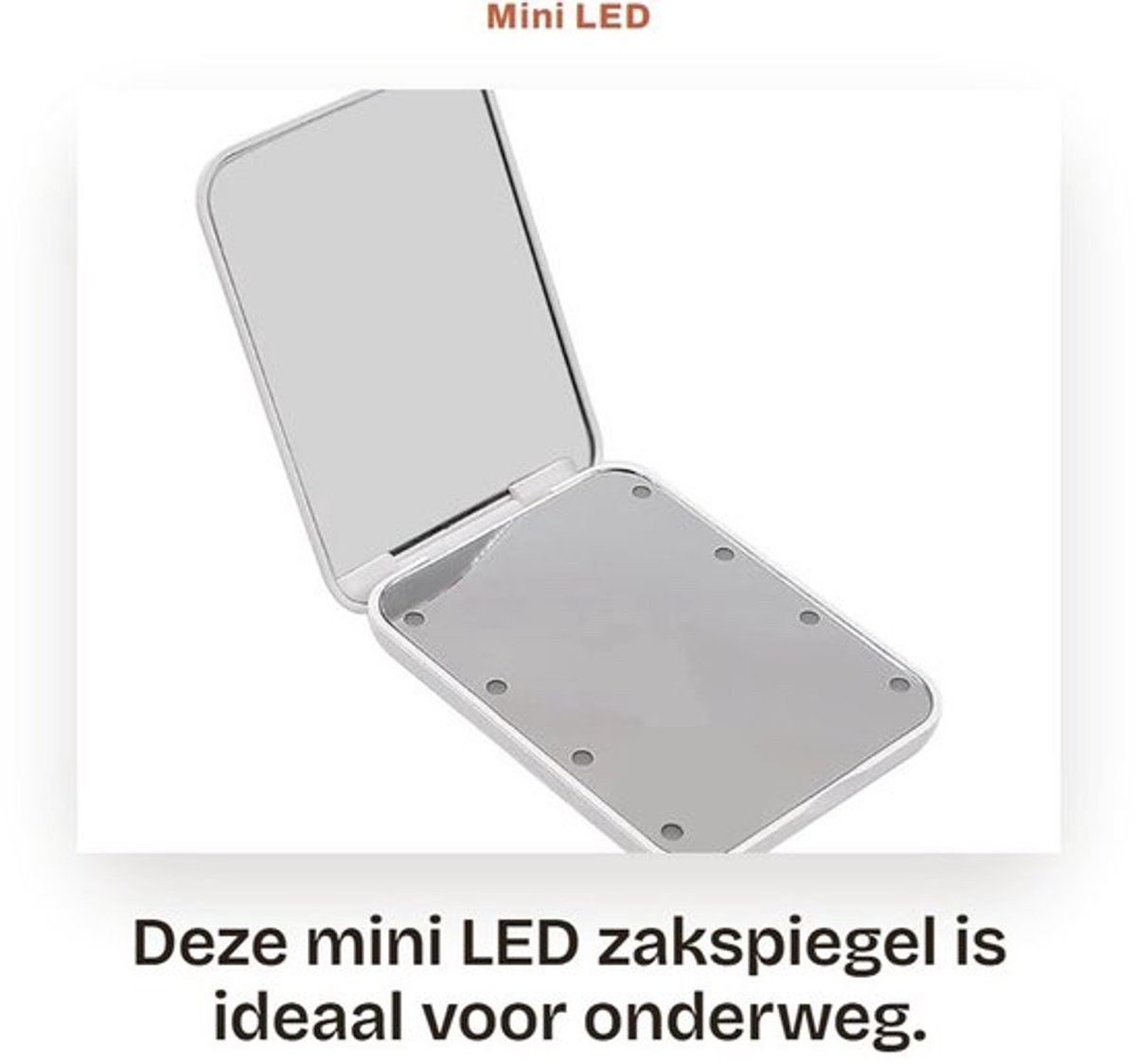 Mini LED Zakspiegel Compact Opvouwbaar Dubbelzijdig Wit