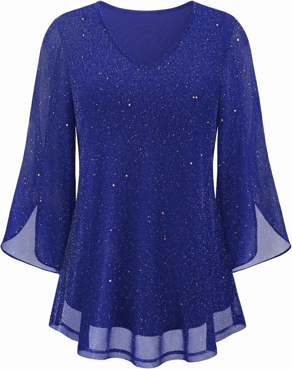 Damesblouses elegante dubbellaags - gebreid materiaal - perfect voor feestjes - stijlvol en comfortabel - ShopVlot