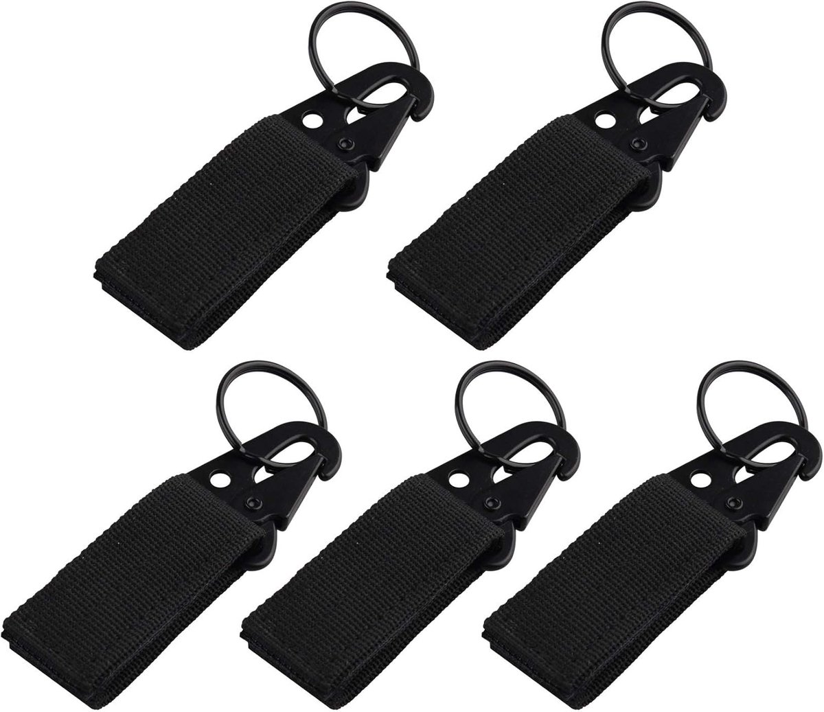 Carabiner Clip Set 5St - Nylon Webbing - 360 Graden Rotatie - Ideaal voor Outdoor Activiteiten - ShopVlot