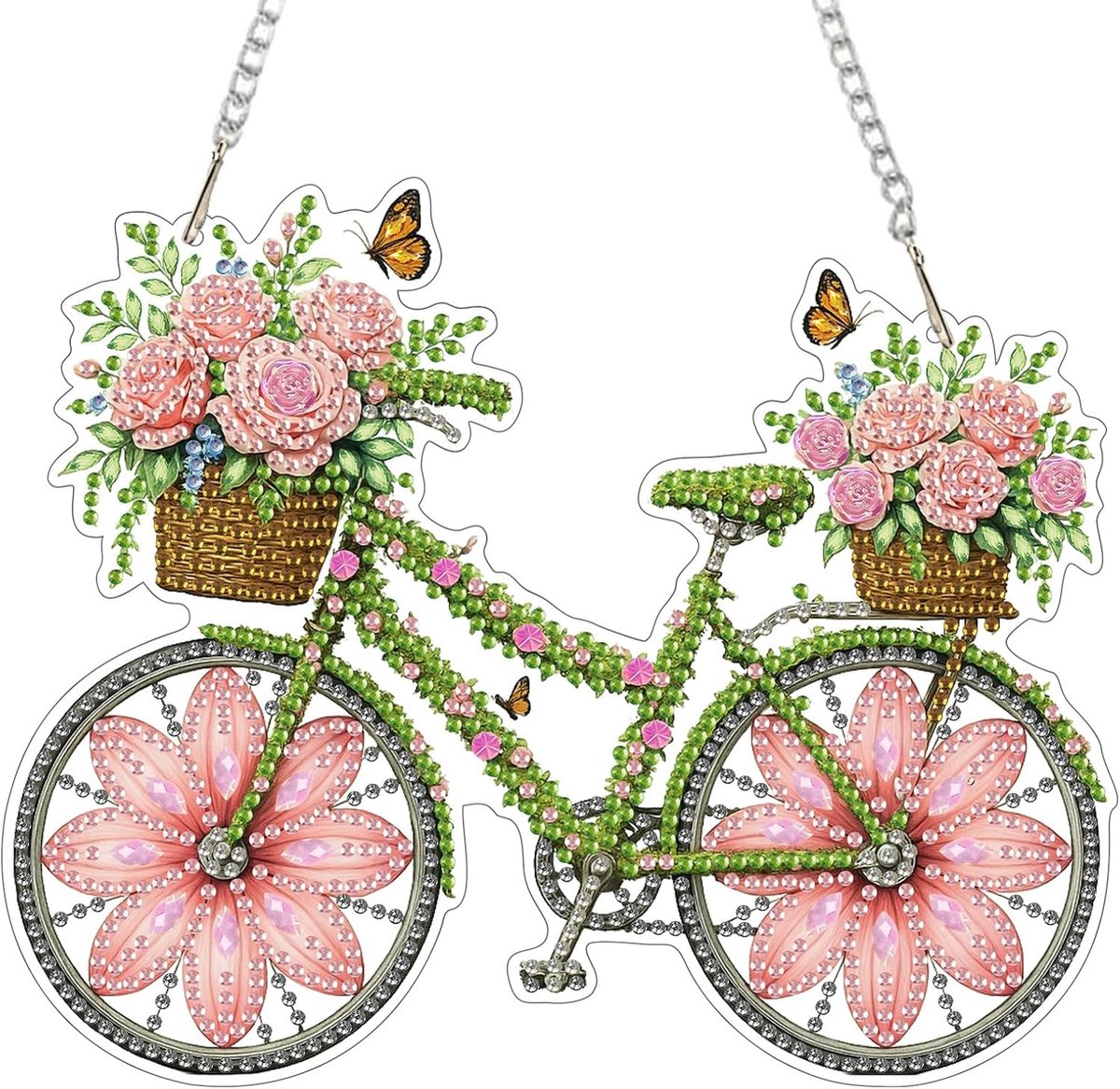 Diamant schilderen kit fiets bloem - 5D kunst voor beginners - DIY wanddecoratie - ontspannend hobbyproject - ShopVlot
