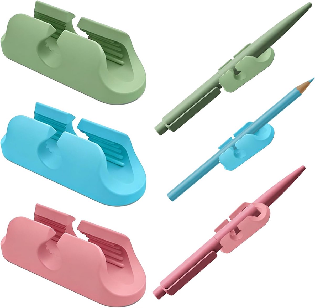 Zelfklevende pennenhouders 3 stuks - siliconen - flexibele clip - perfect voor bureauorganisatie - ShopVlot