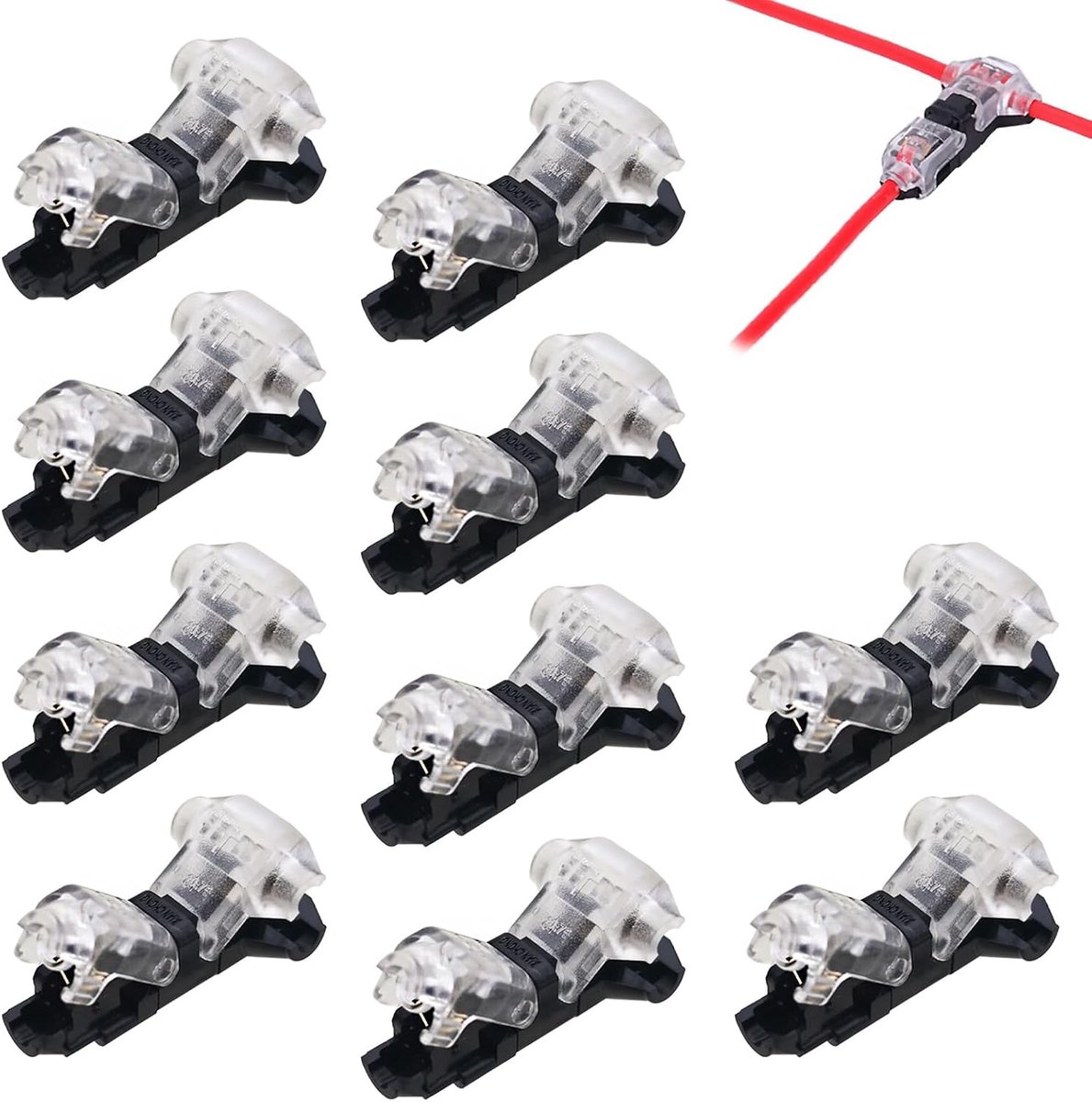 T-connector 1 pin - waterdichte elektrische connector - 10 stuks - voor auto en led verlichting - ShopVlot