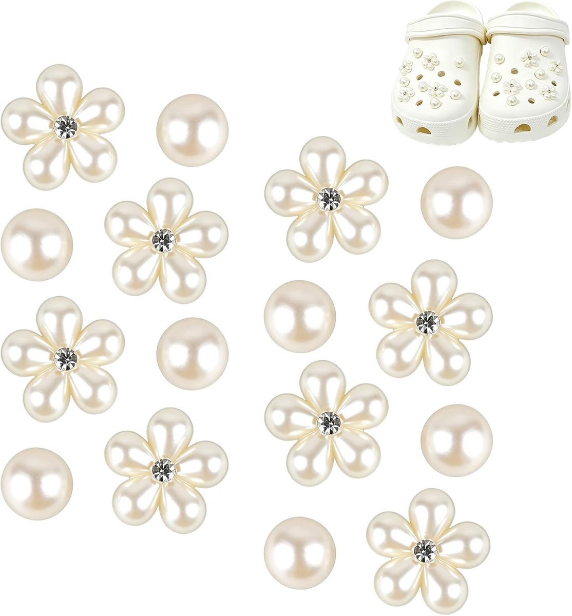 Schoensieraden bloemen parel - schoenbedels - elegant design - voeg stijl toe - ShopVlot
