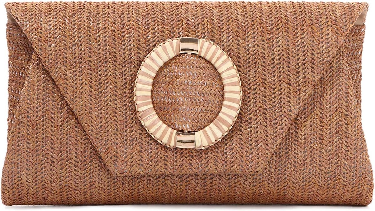 Clutch tas voor dames - raffia geweven - elegante schoudertas - perfect voor bruiloften - ShopVlot