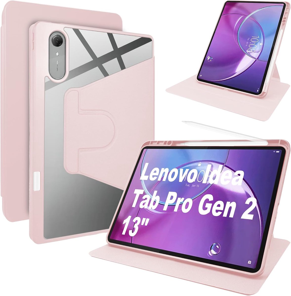Hoesje voor Lenovo Idea Tab Pro Gen 2 13" - PU Leren & Flexibel Silicone - Draaibare standaard - ShopVlot