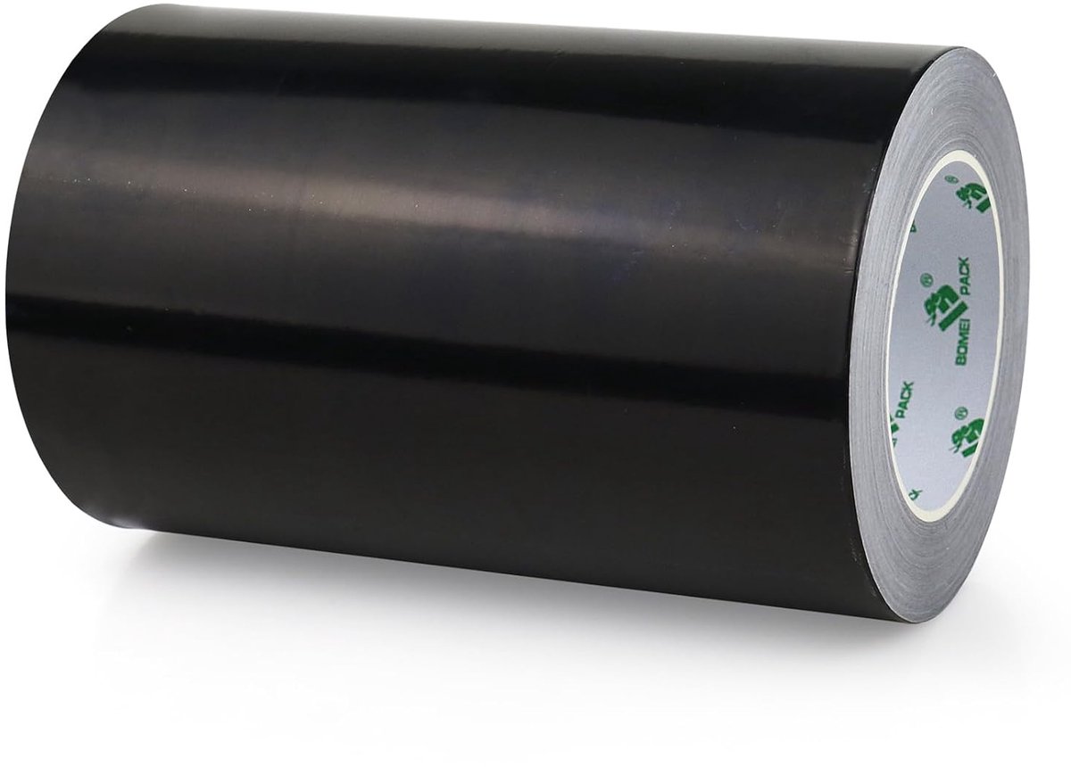 BOMEI PACK Black 200mm x 50m Aluminium Adhesive Tape, Self-Adhesive Aluminium Adhesive Tape, Water and Heat Resistant - ShopVlot