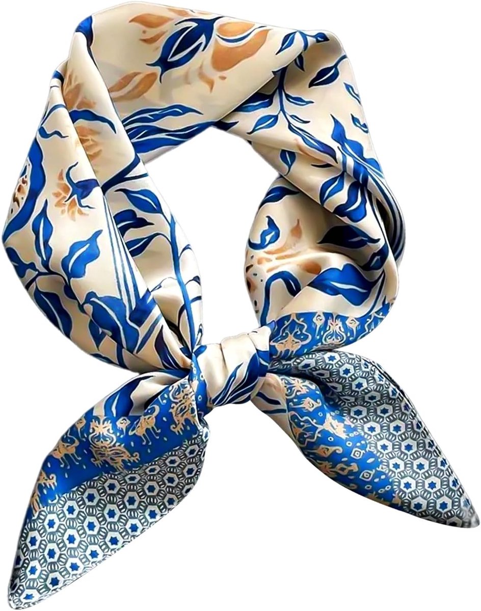 1 Printed Square Scarf, Retro And Fashionable, Multifunctional Elee Scarf, Fashionable Headdress For Women, Soft And - ShopVlot
