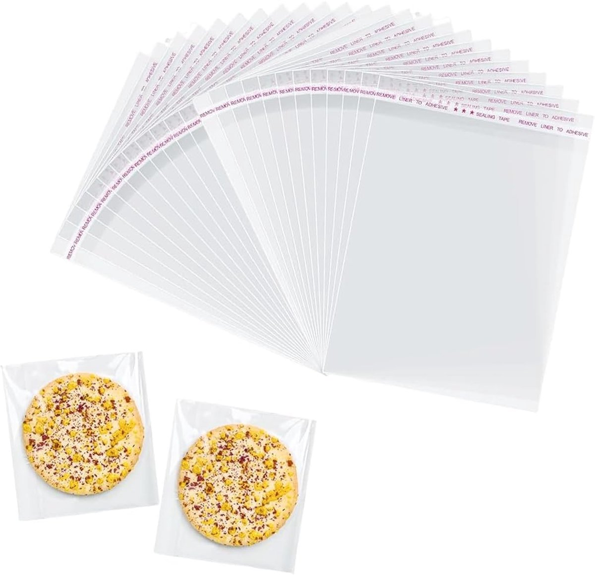 QOWIJEX Pack of 100 transparent resealable bags, 10 x 12 (+3) cm, transparent cellophane bags with adhesive closure - ShopVlot