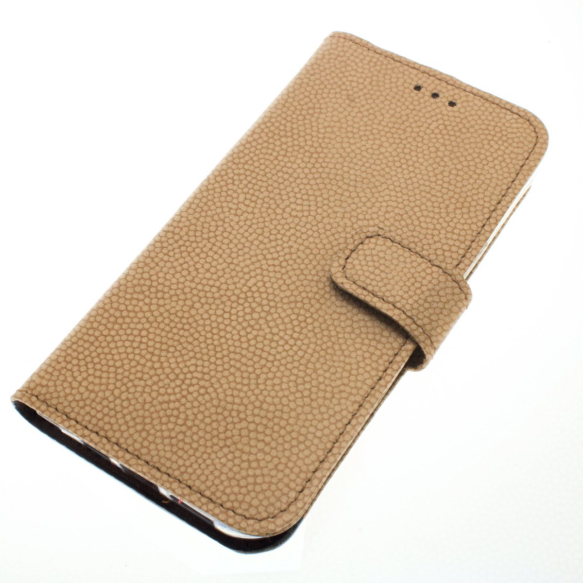 Handgemaakt Zandkleurig sude kalfsleer met fijne korrel echt leren Samsung Galaxy A36 bookcase hoesje met drie pasjes vak en een briefgeldvak nr-08