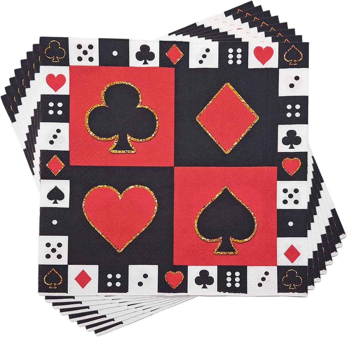 Casino Poker Print Napkins, 20 Pieces Casino Napkins,Spades,Hearts,Clubs and Diamonds,Poker Paper Napkins,Casino Party - ShopVlot