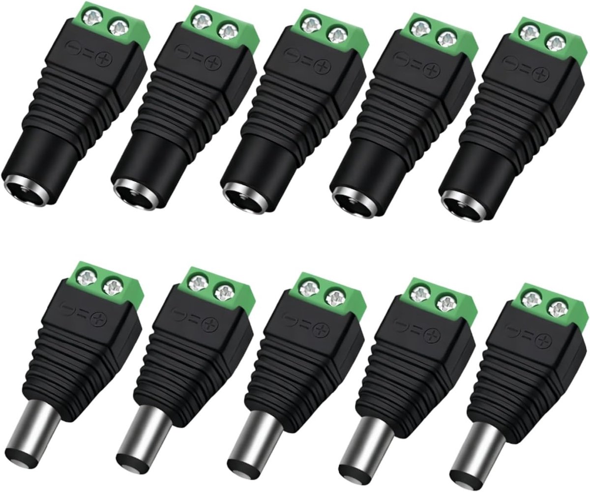 10 stuks bus 5,5 mm x 2,1 mm mannelijke en vrouwelijke holle stekker, DC-stekker voor audio/video/mobiele - ShopVlot