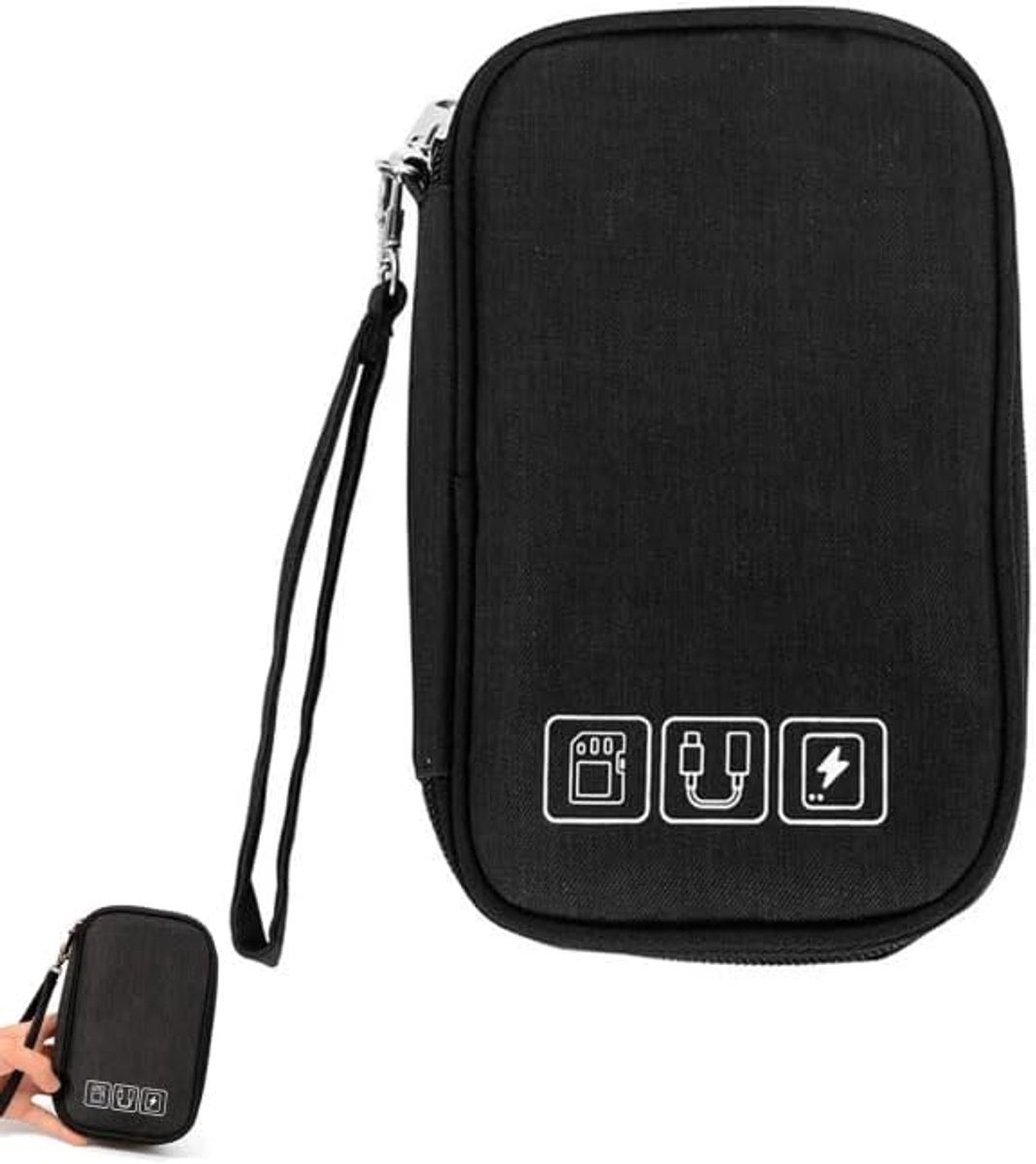 1 stuks kabeltas, organizer, klein, reisorganizer, kleine tas voor mobiele telefoonoplaadkabel, powerbank, USB-sticks - ShopVlot