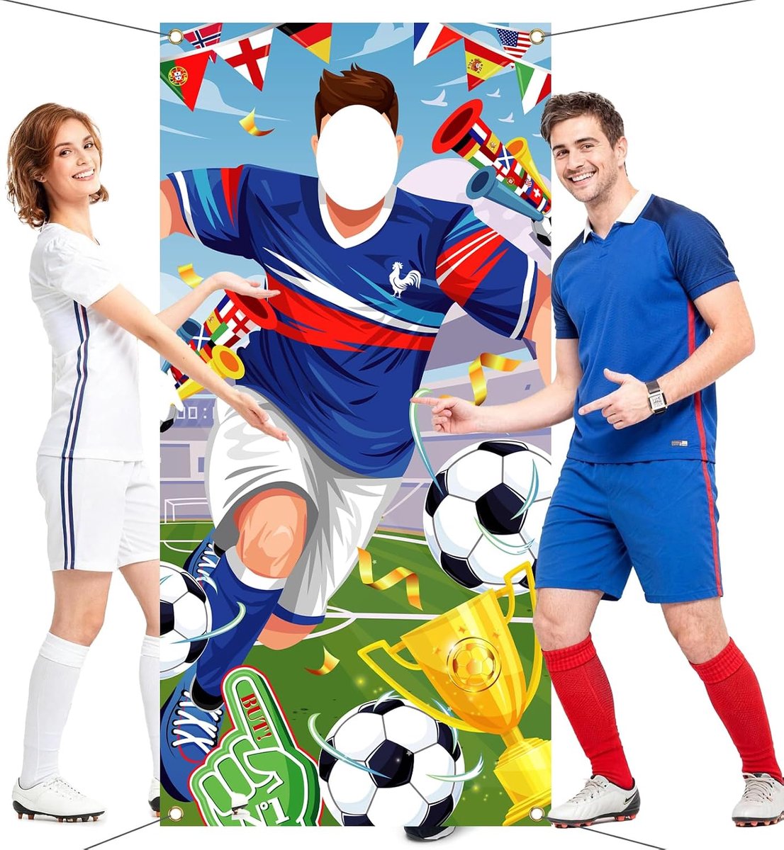 DPKOW Voetbal Coupe du Monde Bannière Fotoboot, Drôle Football Joueur Visage Jeu Pour Décoration 2026 Coupe du Monde - ShopVlot