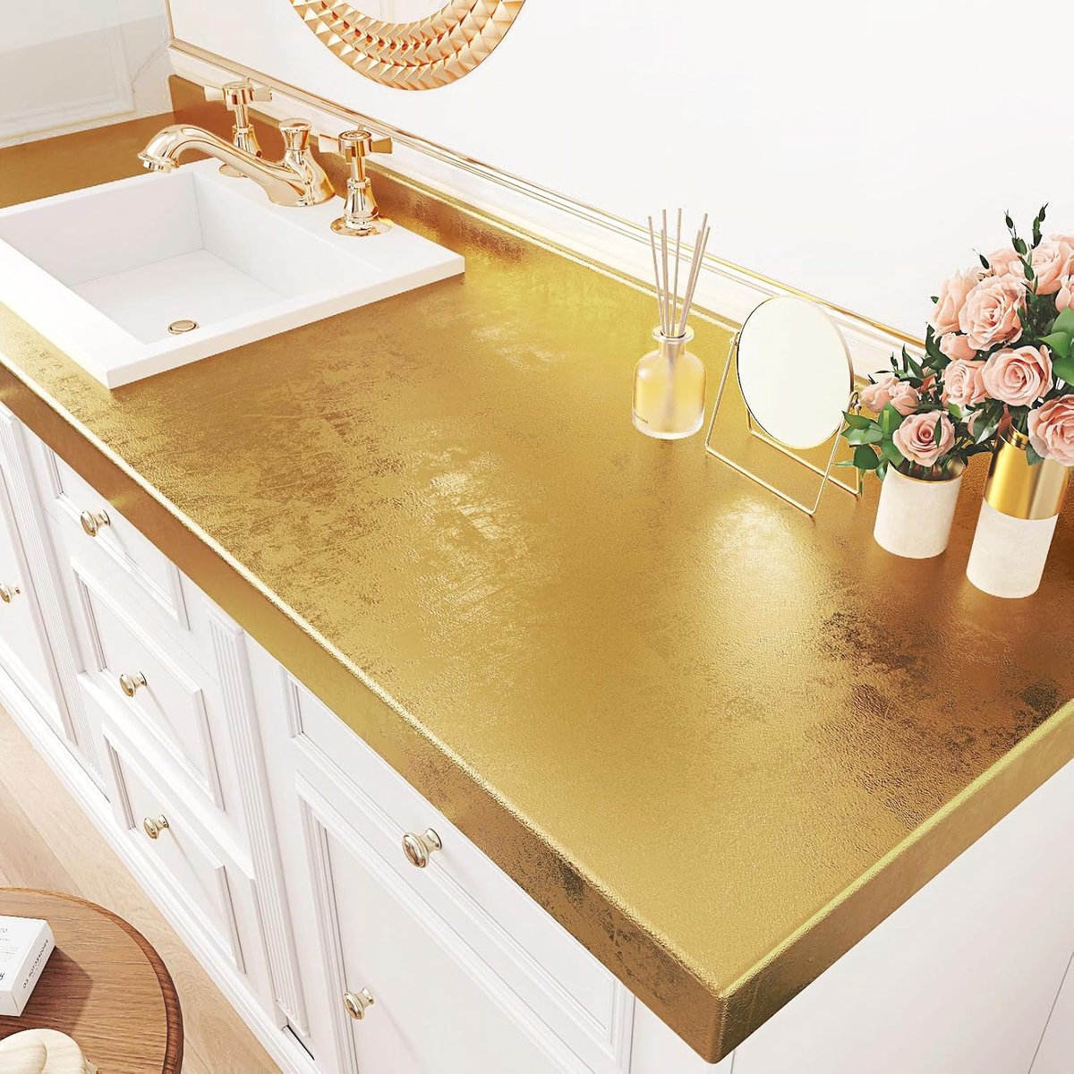 Keukenfolie zelfklevend luxe vintage behang goud plakfolie meubels plakbehang zelfklevend muur goud folie voor - ShopVlot