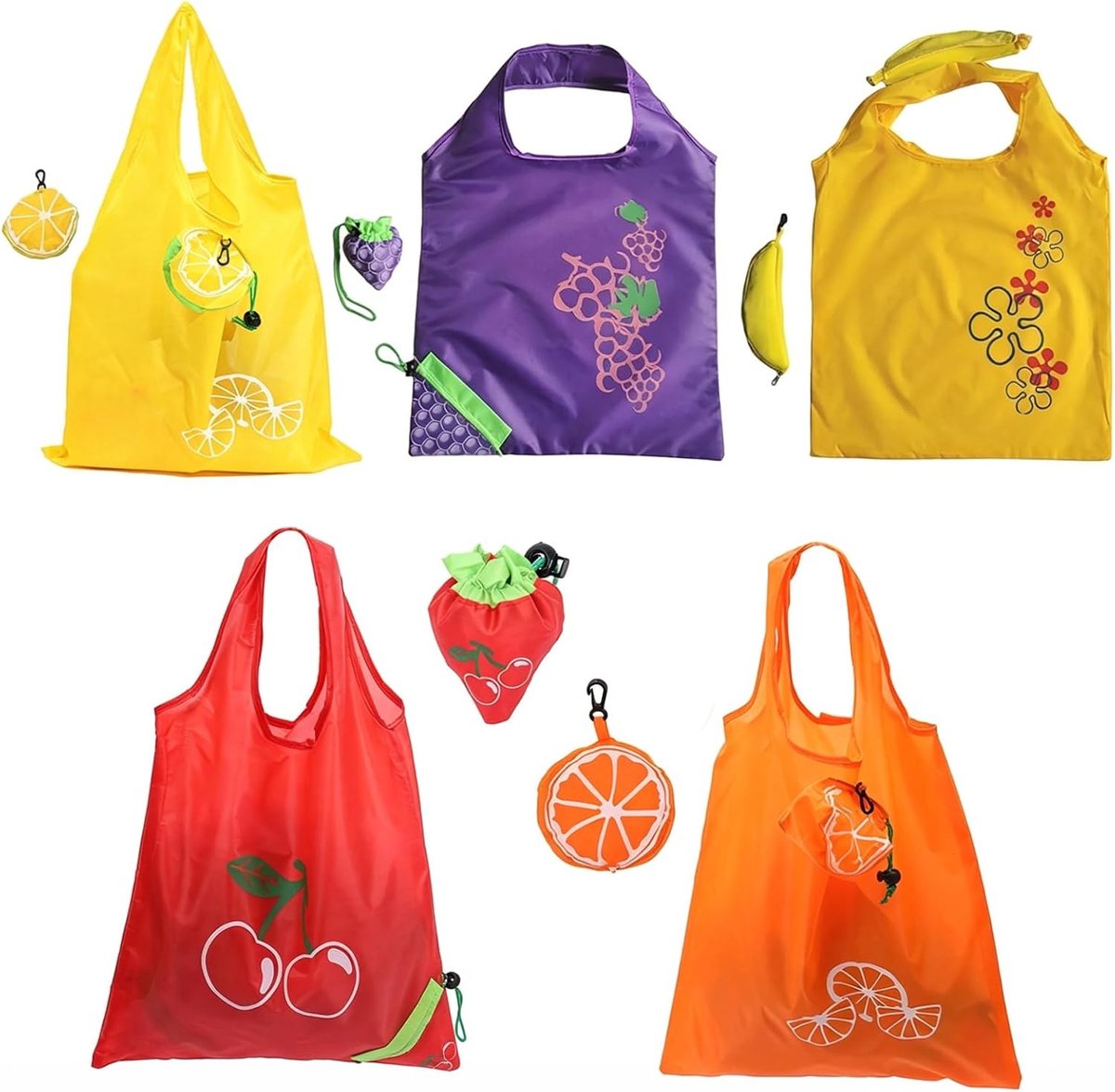 5 Pcs Foldable Shopping Bags, Fruit Shopping Bag, Foldable Fruit Shopping Bags, Reusable Grape Storage Bag, for - ShopVlot
