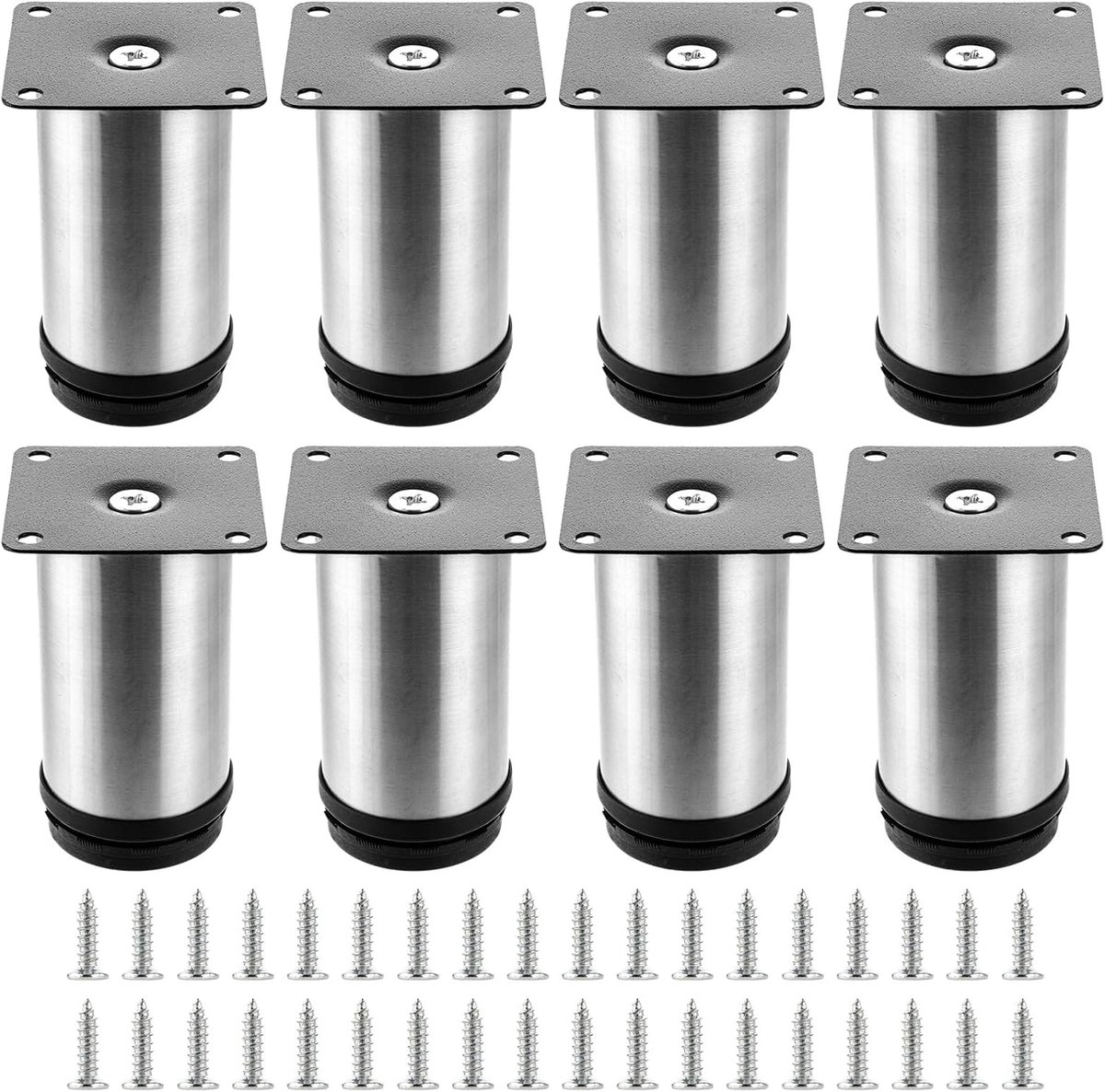 JMIATRY 8Pcs Adjustable Furniture Legs 50 x 100mm, Metal Furniture Legs with Screws, Silver Cabinet Legs for Cabinet - ShopVlot