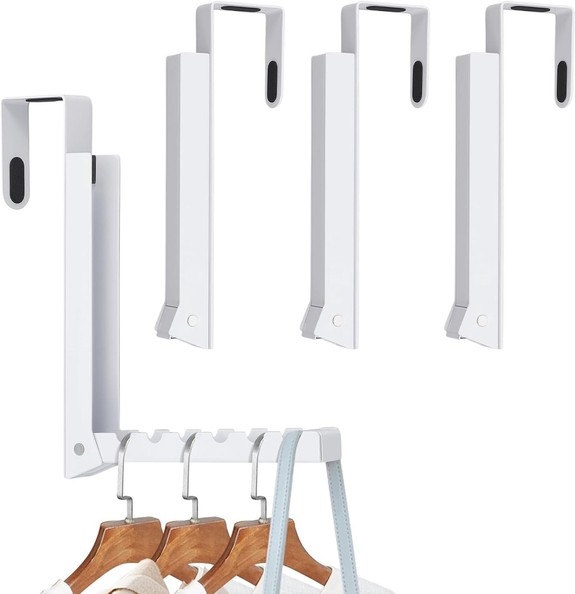 4 stuks over de deurhanger, vouwen over de deur kleding droogrek, opvouwbare hangende kapstok, opvouwbare draagbare - ShopVlot