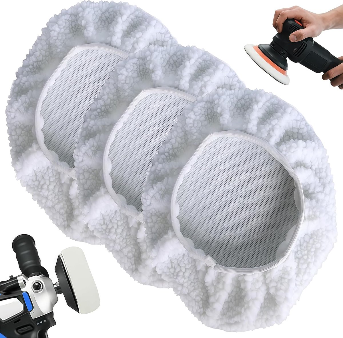 Set of 4 Lambswool Polishing Caps 250 mm – Compatible with Einhell Battery Polisher Car CC-PO 90 and CE-CB 18/254 Li - ShopVlot