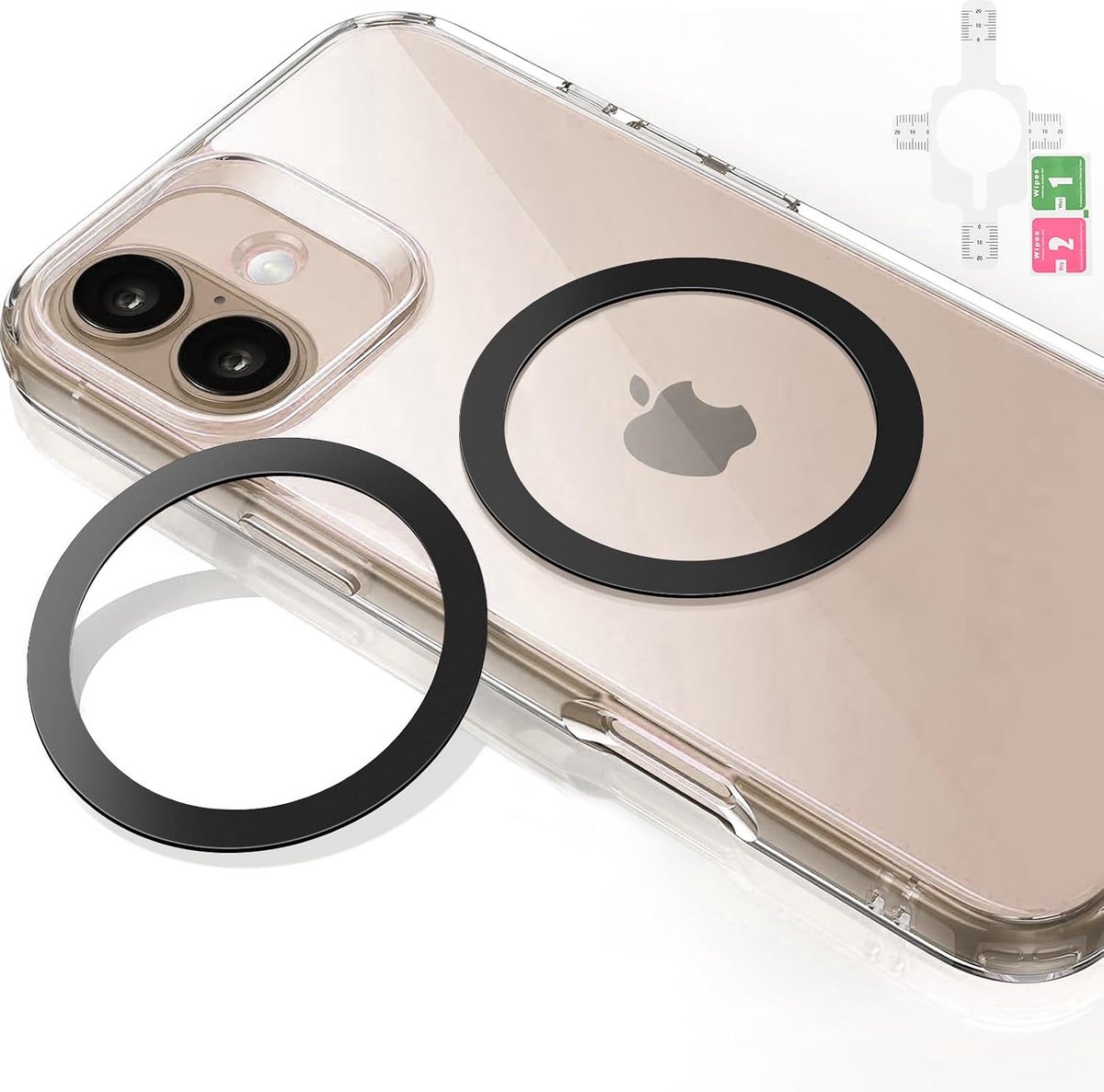 2 stuks metalen ringen, compatibel met MagSafe, zelfklevend, 3 m dik, accessoires voor magnetisch opladen - ShopVlot