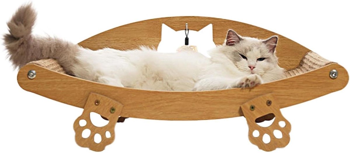 Krabplank Kattenbed - Krabmeubel Rustplek - Meubels Beschermen - Multifunctioneel Ontwerp - 64 x 25 x 9 cm - Houtkleur