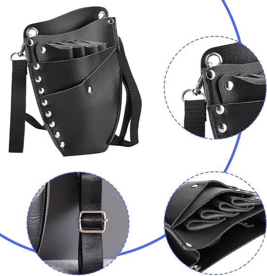 Leren Schaar Tas voor Kappers, Multi-Functionele Schaar Houder met Afneembare Band, Ideaal voor Kappers en Haarstylisten, Handig en Duurzaam Accessoire van Merkloos — afbeelding 5