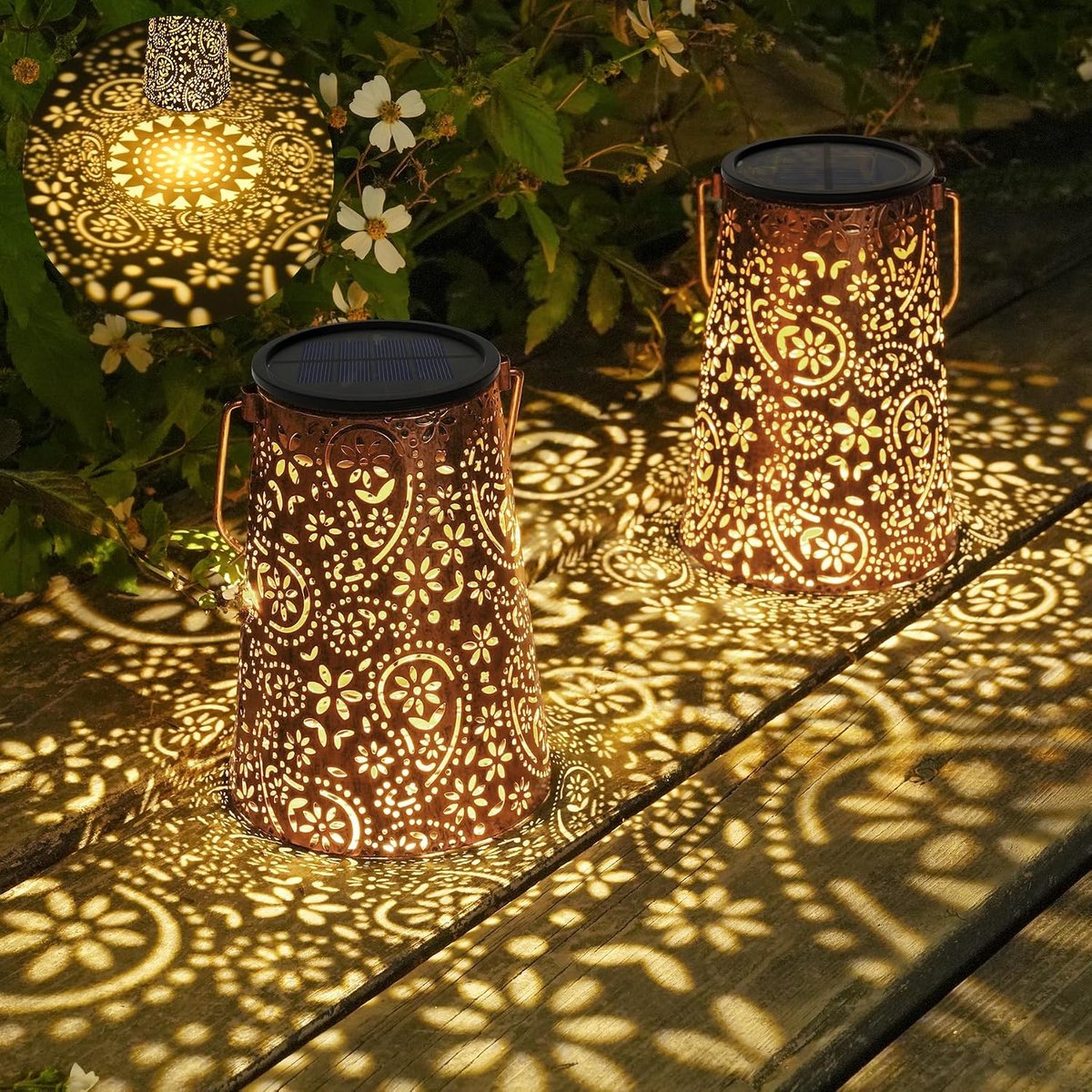 Outdoor Solar Lanterns, 2 Pack Solar LED Lantern Outdoor - ShopVlot