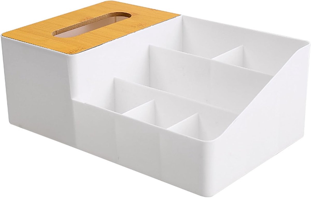 Multifunctional Tissue Holder, Desk Organiser, Makeup Organizer, Makeup Storage, Desk Storage Box, Bamboo Cosmetic Bag - ShopVlot