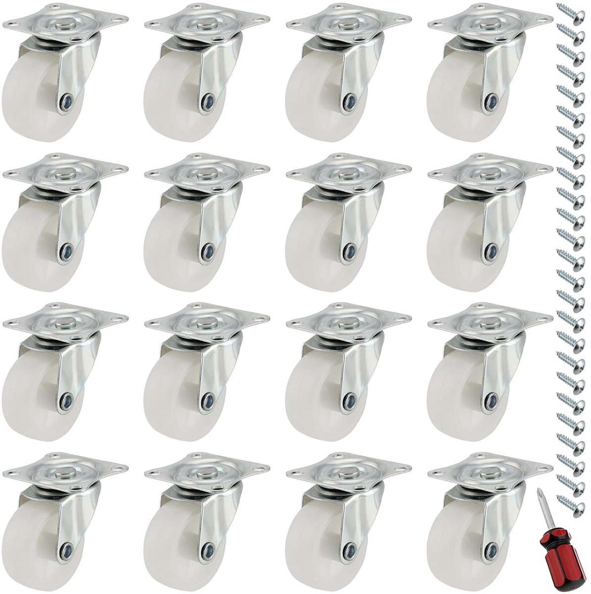 Castors 40 mm without Brake, Furniture Casters, Swivel Castors, Swivel Furniture Casters, Small with Screws and - ShopVlot