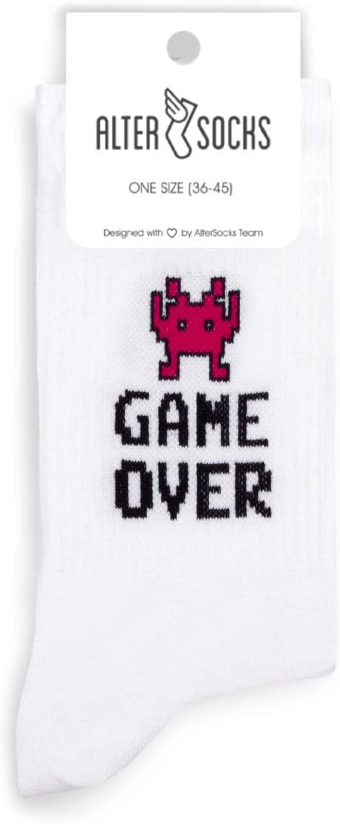 AlterSocks Unisex Famous Motif Socks Paintings People Size 36-45 Funny Hipster Stockings, Game Over - ShopVlot