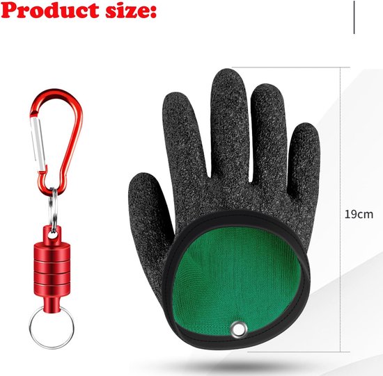 Twee paar vishandschoenen, prikbestendig, bijtbestendig en waterdicht, met magnetische drukknoopsluiting, geschikt voor het veilig hanteren van snoek en meerval. — afbeelding 2
