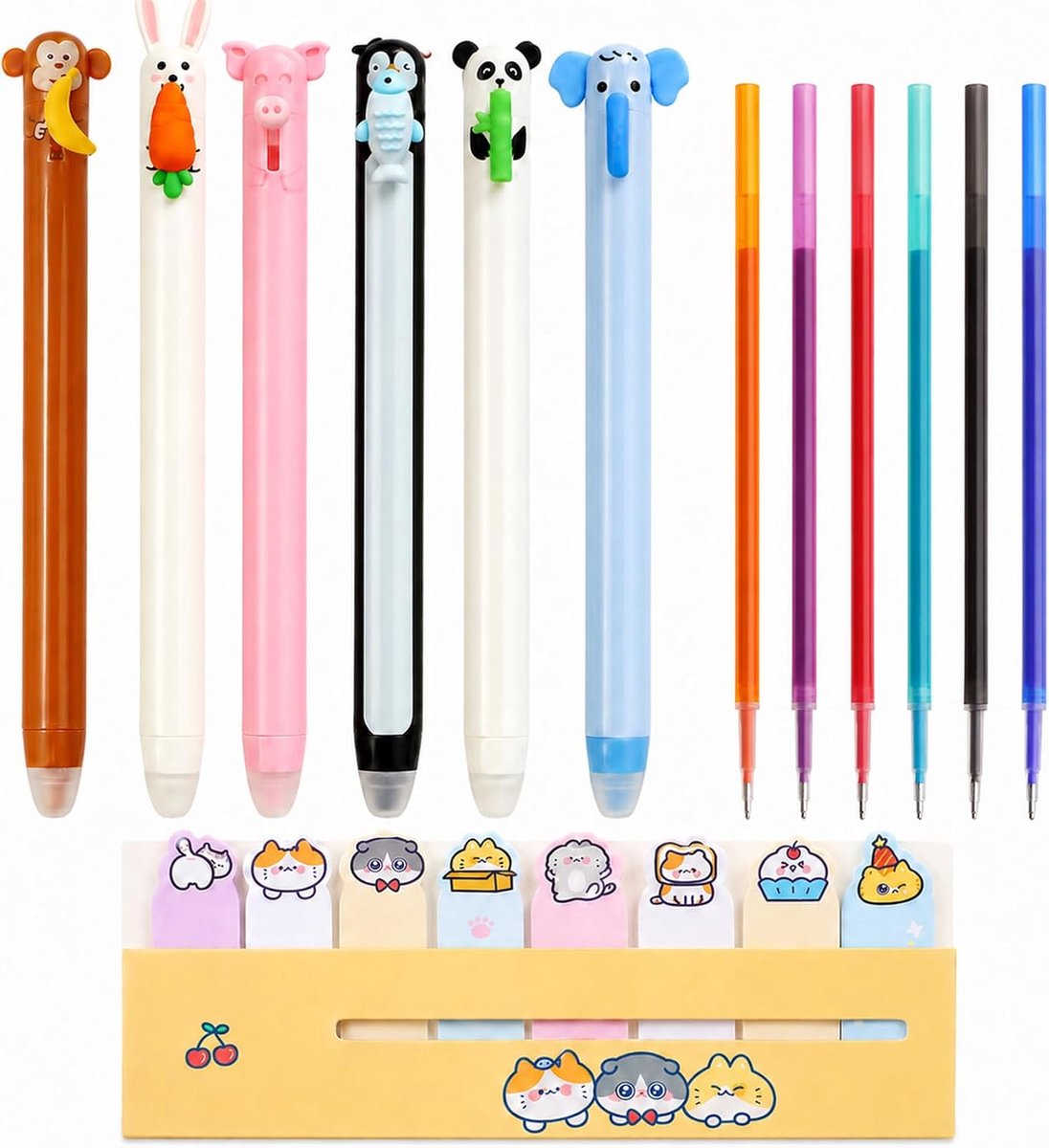 Set van 6 uitwisbare balpennen met blauwe gel van 0,7 mm. - ShopVlot