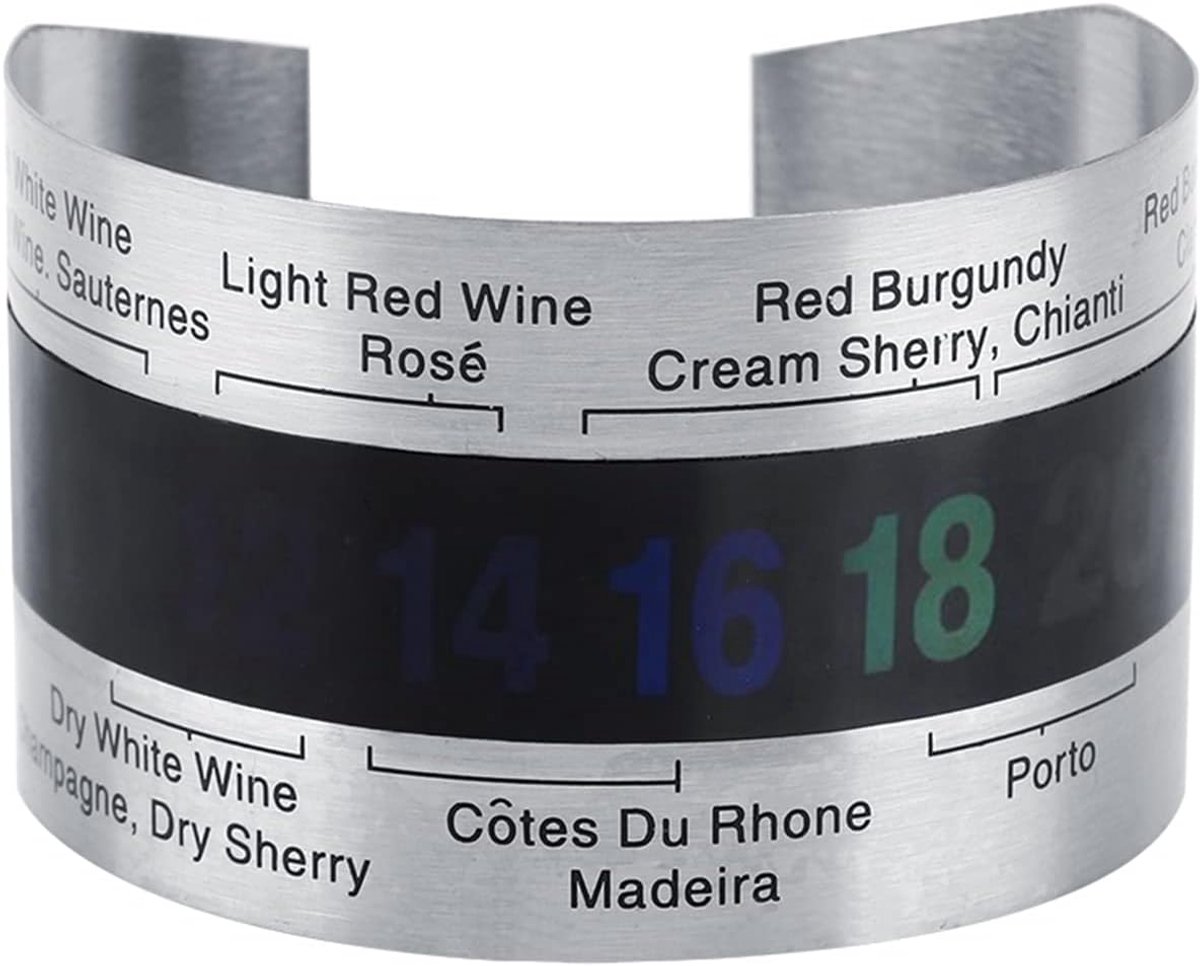 Wine Bottle Thermometer Wrist Watch Bracelet Wine Thermometer, Stainless Steel LCD Temperature Sensor, Mini and - ShopVlot