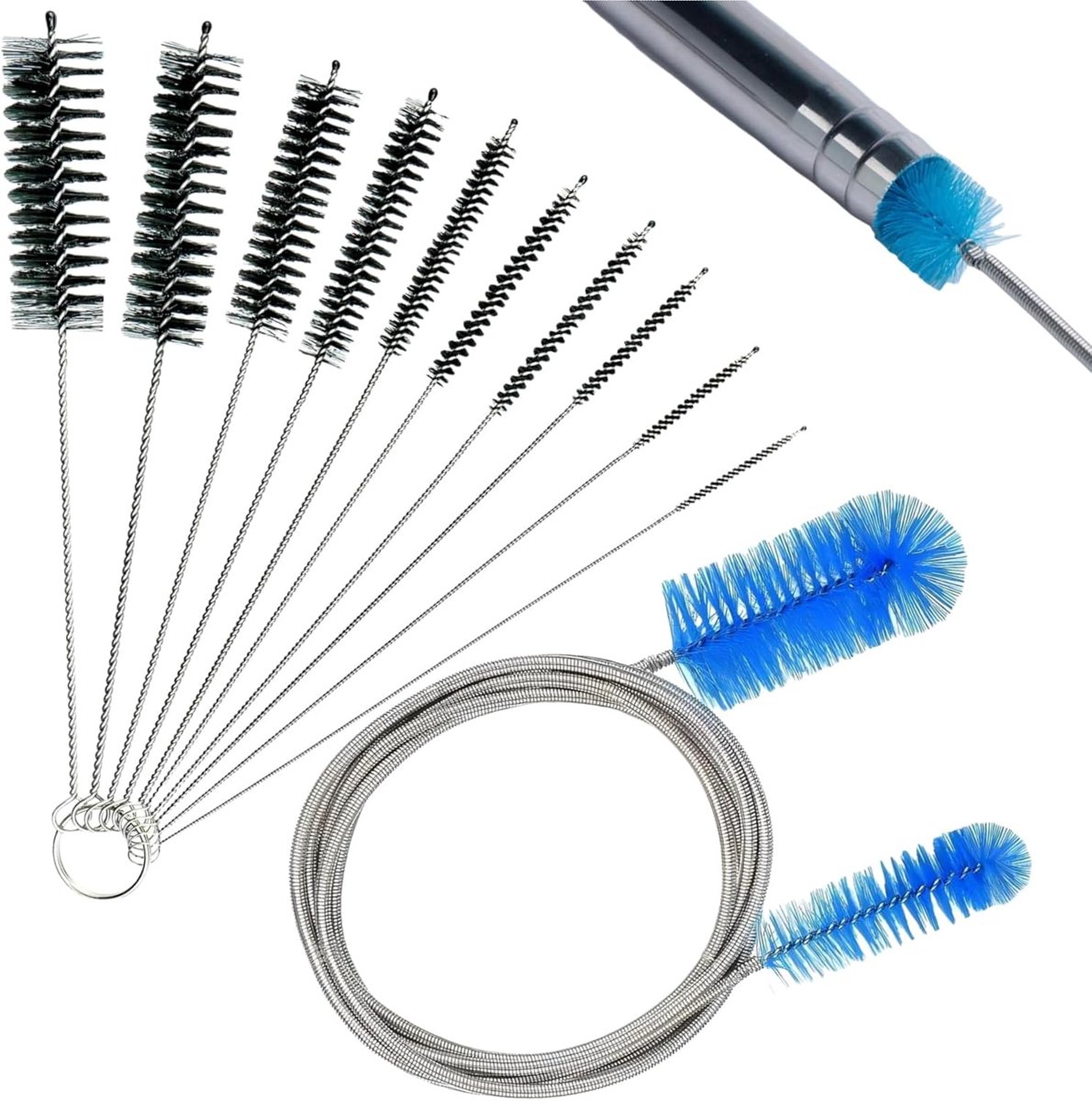 Aquarium Cleaning Brush Set, 11 Pcs Stainless Steel Tube Cleaning Brushes, Flexible Double Head Hose Brushes for - ShopVlot