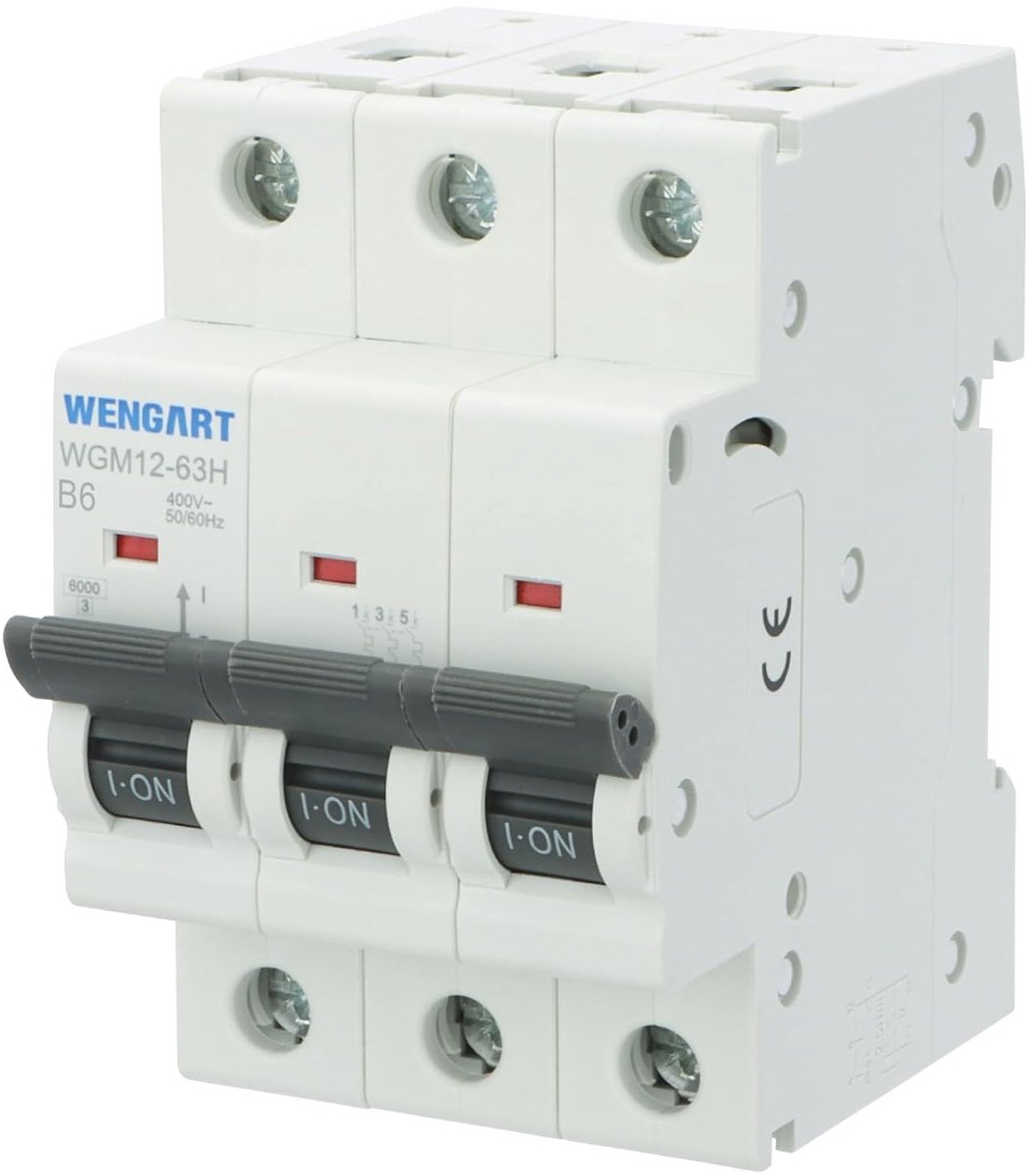 Wengart Powerful miniature circuit breaker WGM12-63H, AC 230V/400V 3P 10kA B-Char Fast response to ensure safe power - ShopVlot