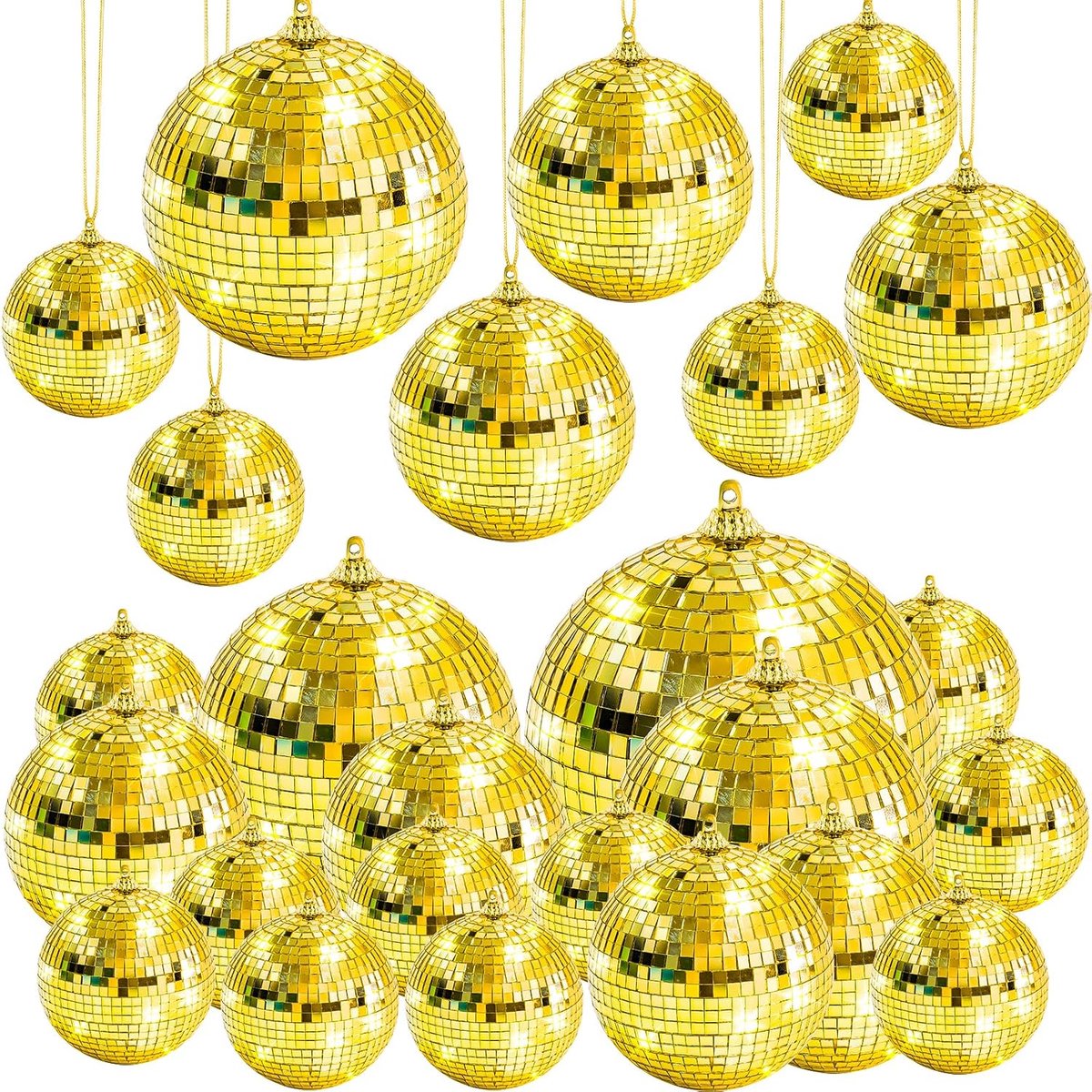 17Pcs Mirror Disco Reflective Hanging Bulk Stage Ornament DJ Club Music Party Wedding Ball - ShopVlot