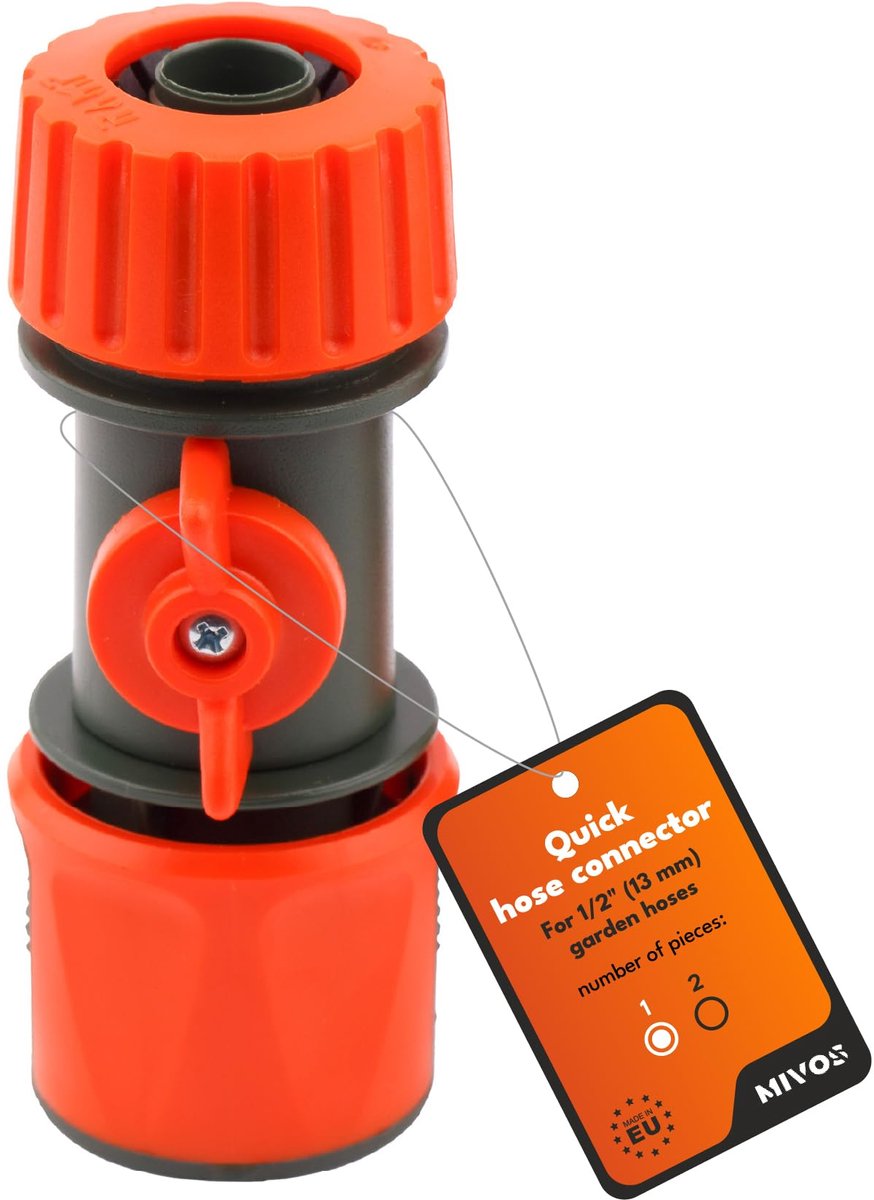 MIVOS Slangverbinder met regelventiel voor 1/2 inch (13 mm) tuinslang - ShopVlot