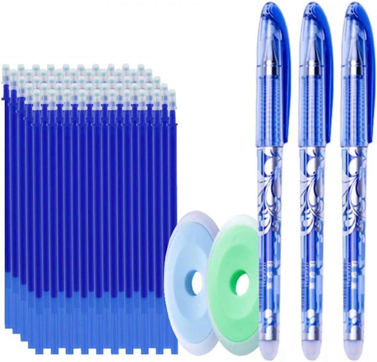 MROOFUL 55pcs/lot Magic Erasable Pen Refills Rod Bear Cat Erasable Gel Pen Set Washable Handle 0.5mm Erasable Ink Pen - ShopVlot
