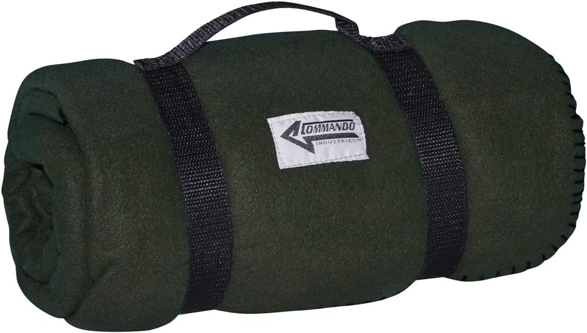 Commando Industries Cuddly Fluffy Army Style Picnic Blanket Outdoor Blanket 180 x 135 cm, Green Olive - ShopVlot