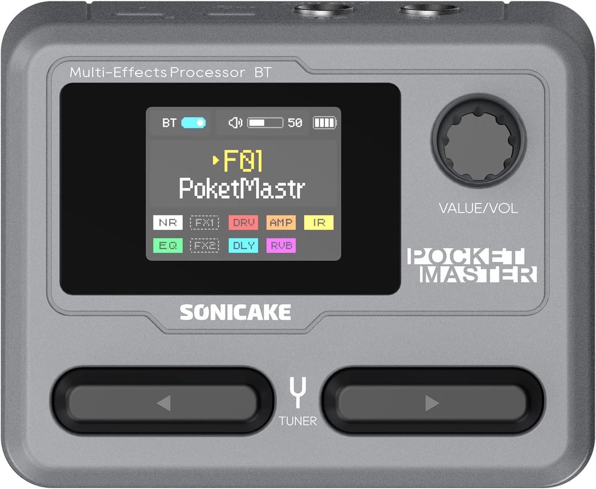 SONICAKE Pocket Master Guitar Bass Amplifier Modeling IR Cabinets Simulation Multi-Effects with Stereo OTG USB Audio - ShopVlot