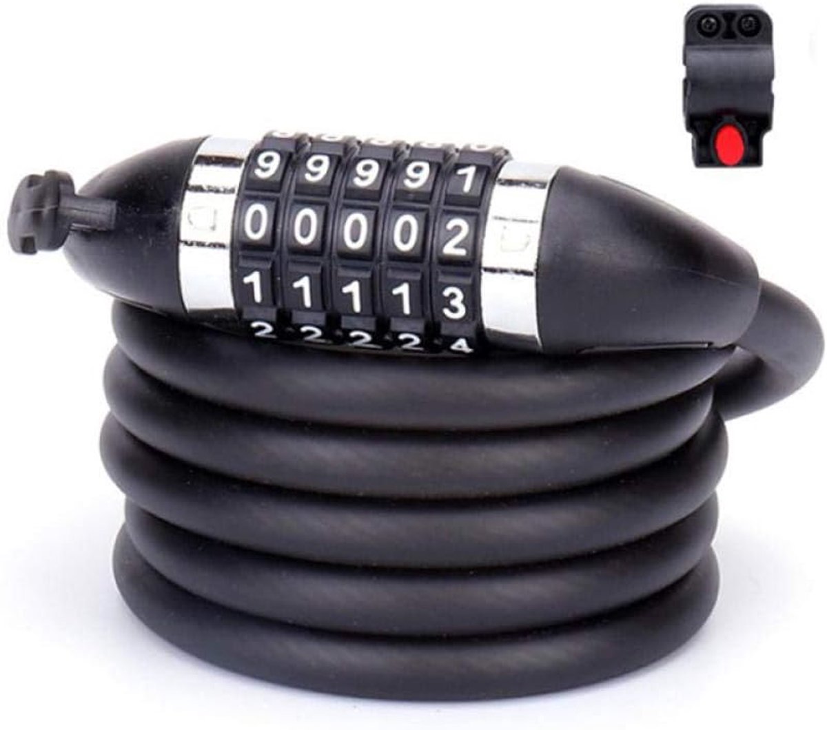 Bicycle Lock Mountain Bike Accessories Bicycle Electric Bicycle Lock 180cm/12mm 5 Position Resettable Combination - ShopVlot
