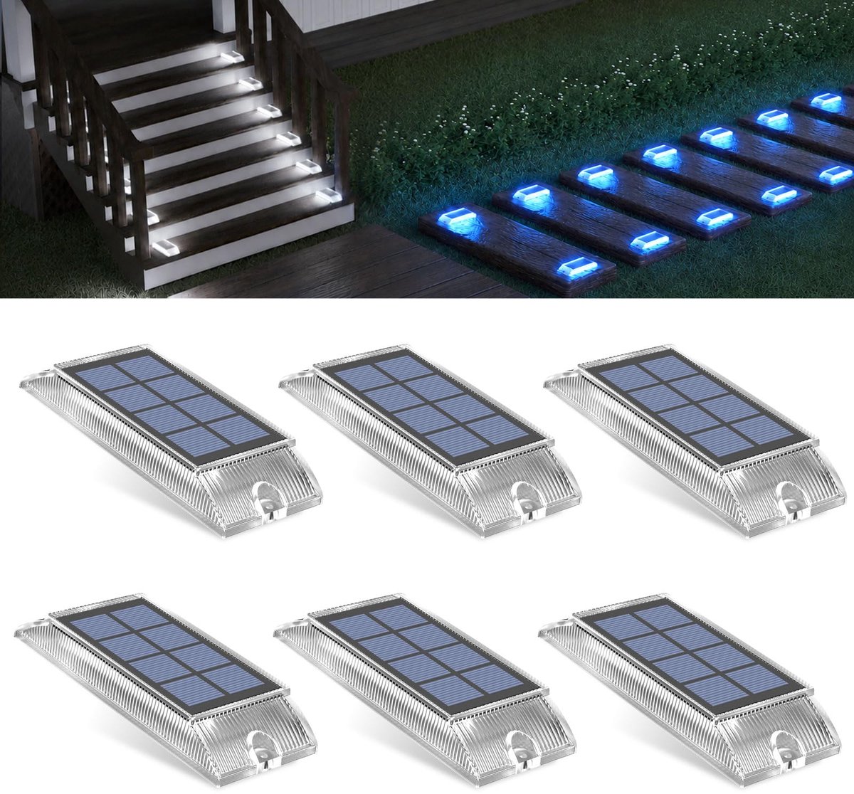 Alinana Solar Grondverlichting Buiten, 6 Stuks Waterdichte LED Solarlampen 2-in-1, Duurzame Buitenverlichting - ShopVlot