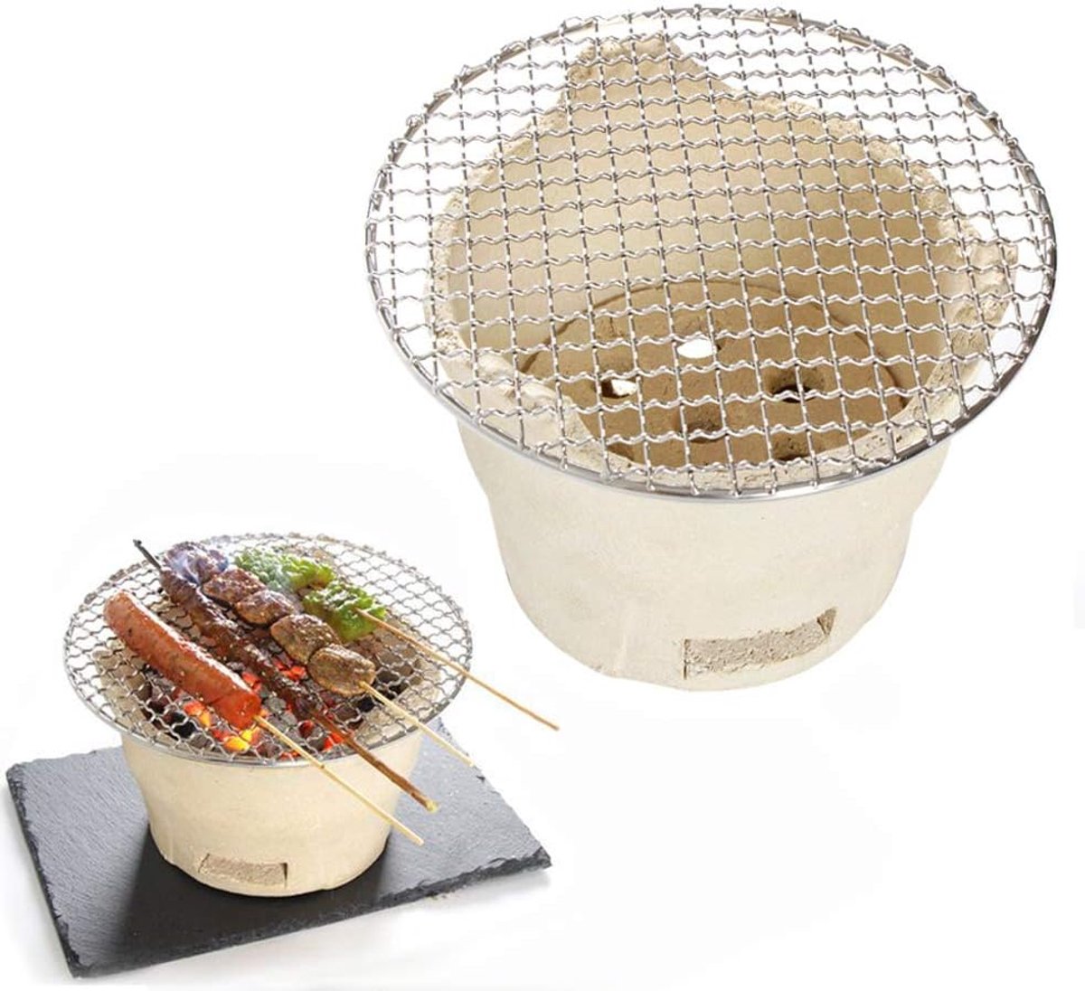 LIDS Outdoor Pottery BBQ Grill Small Pottery Rotisserie Grill Barbecue Grill Charcoal Barbecue Grill Desk Tabletop - ShopVlot