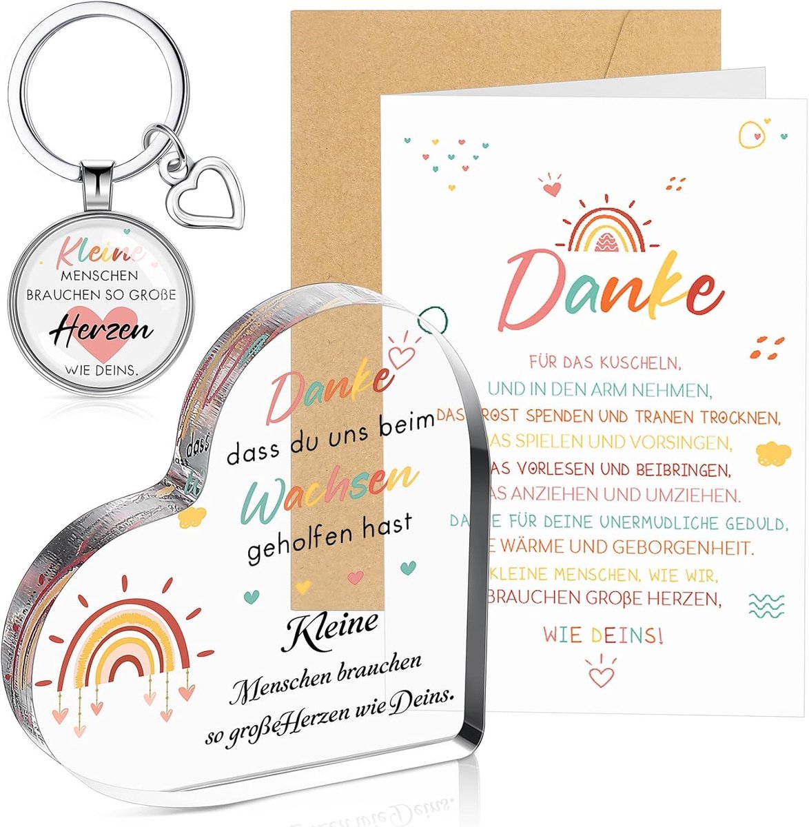 Sinmoe Set of 4 Farewell Gifts for Teachers, Teachers, Small People Keyrings, Have as Big Hearts as Yours Need, With - ShopVlot