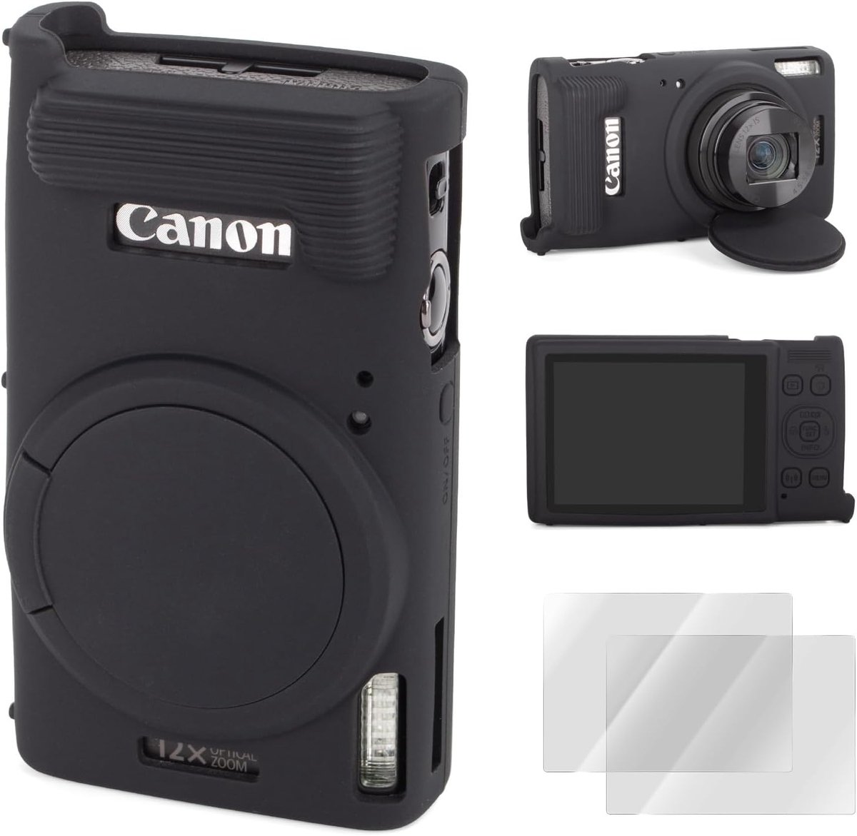 Rieibi Cameratas voor Canon PowerShot ELPH 360, accessoires voor Canon elph 360 Hs Camera met 2 Pack Screen Protectors - ShopVlot